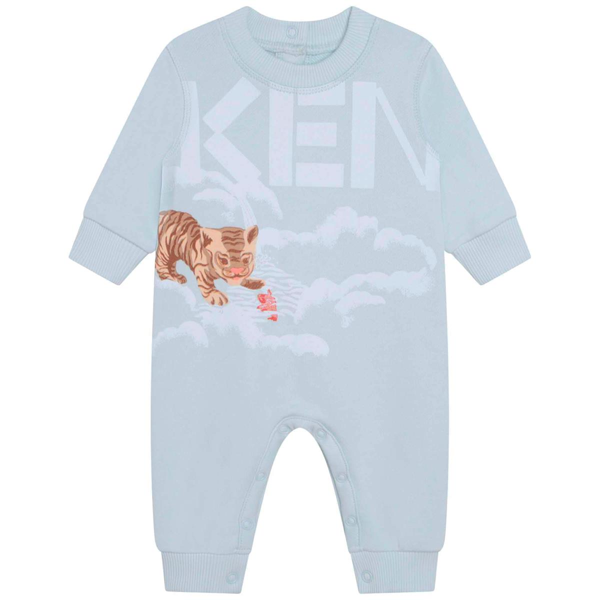 Baby Boys Blue Logo Babysuit