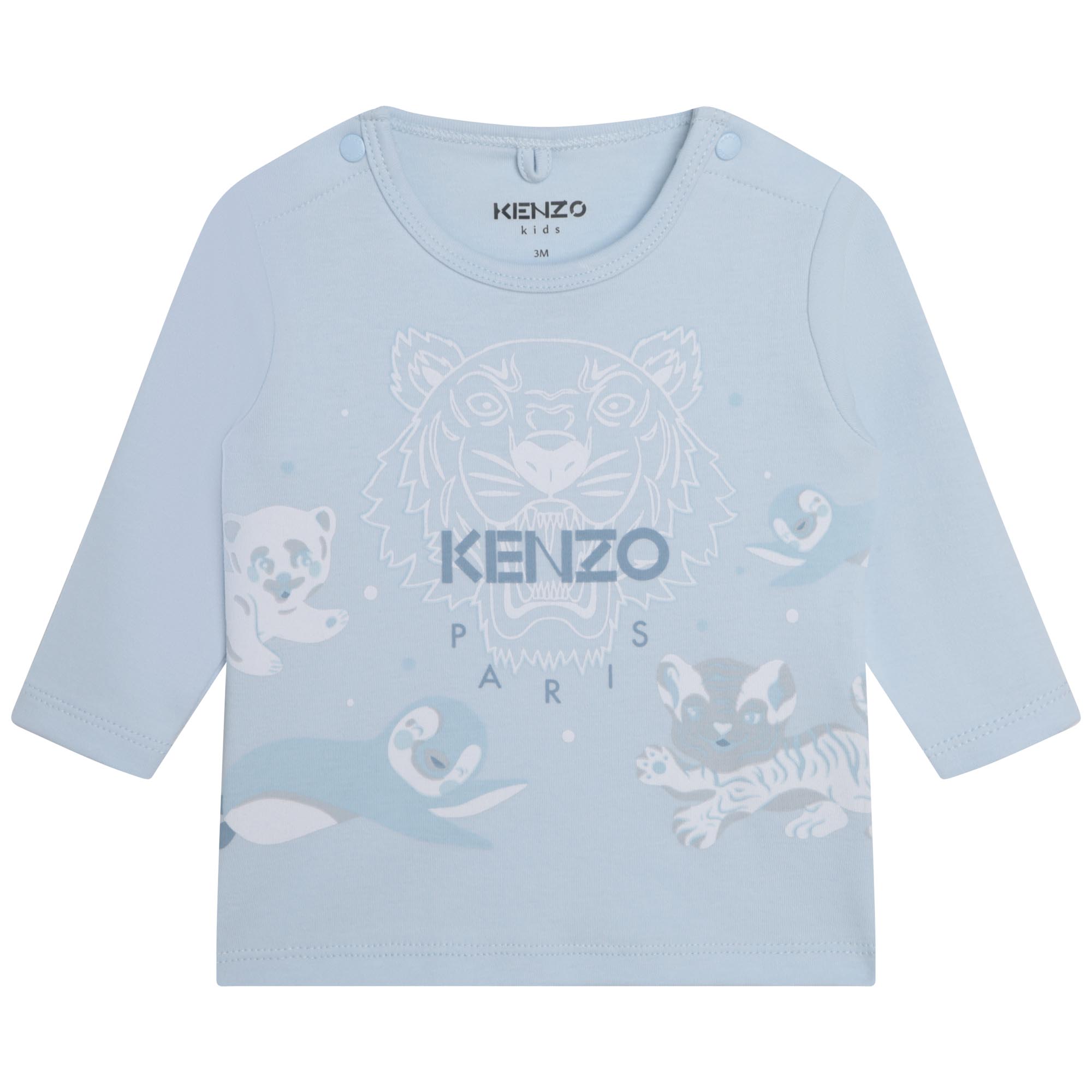 Baby Boys Blue Tiger Cotton T-Shirt