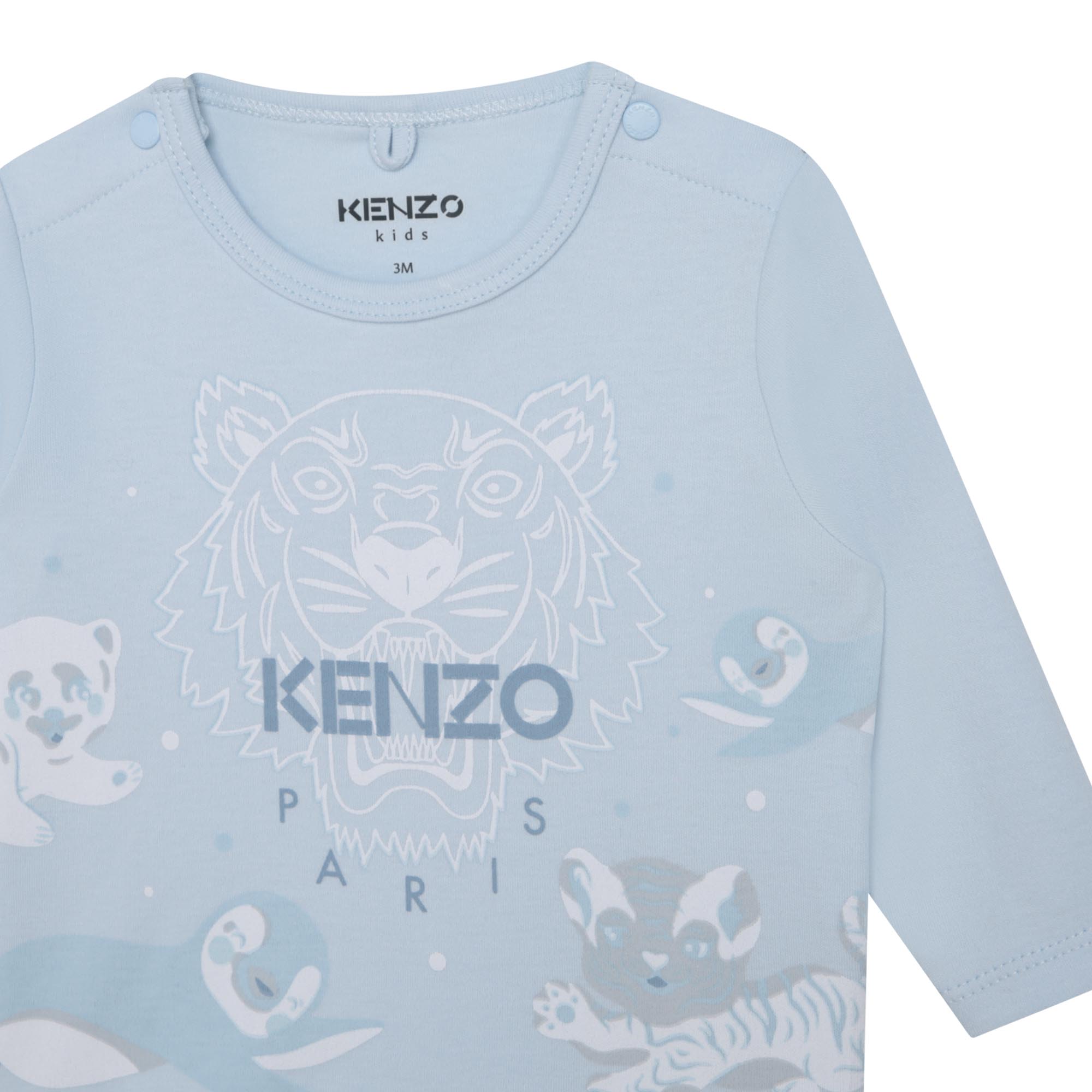 Baby Boys Blue Tiger Cotton T-Shirt