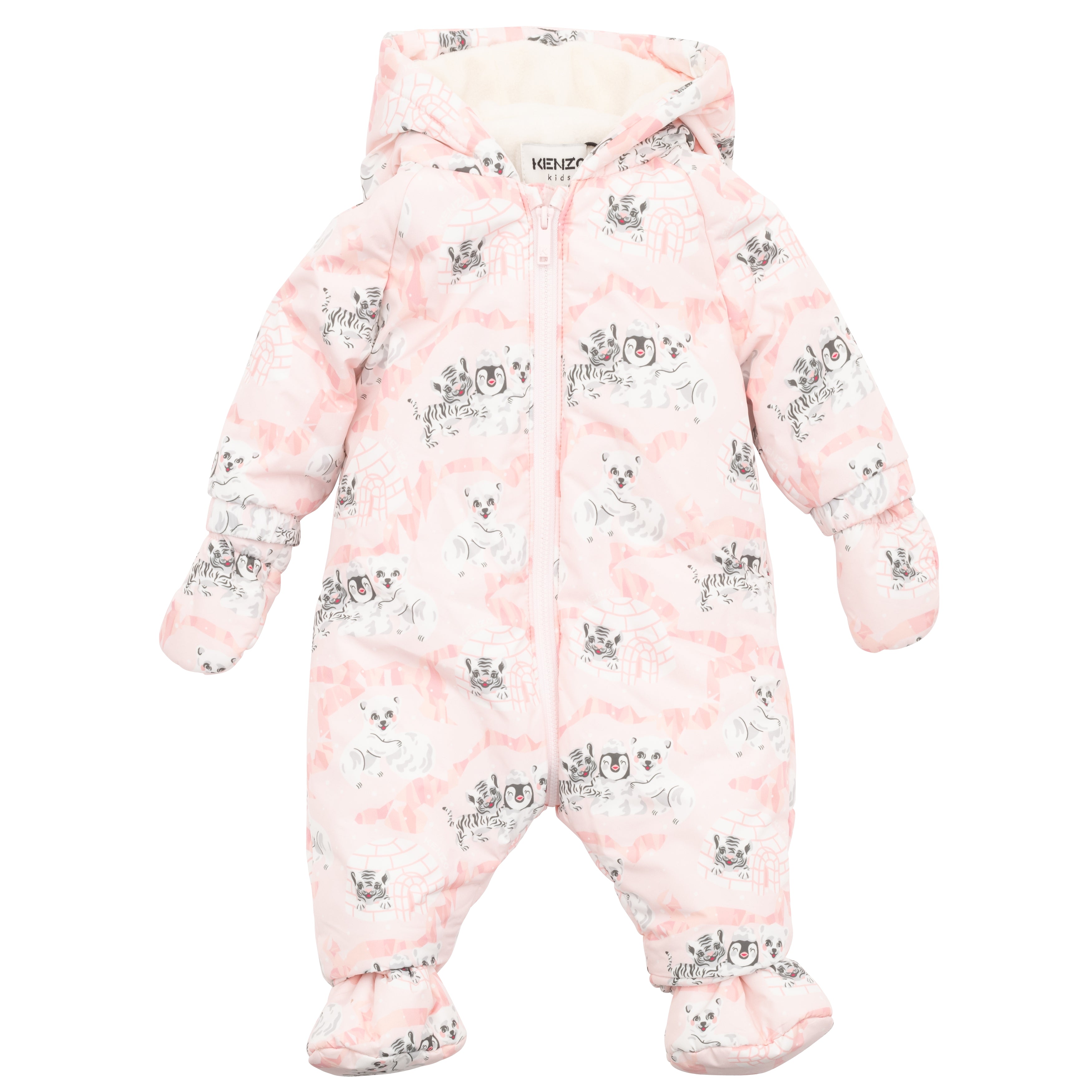 Baby Girls Pink Printed Padded Babysuit
