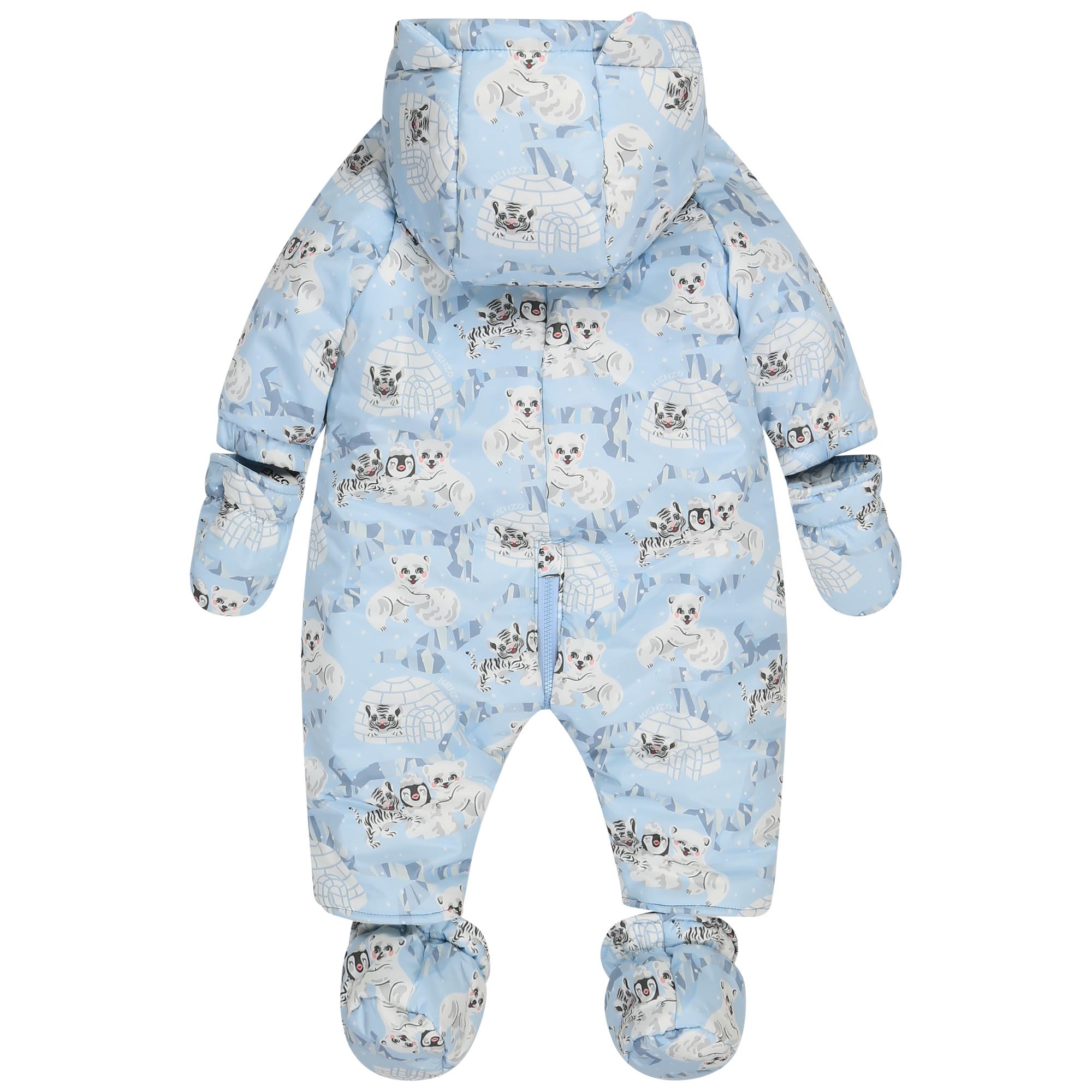 Baby Boys Blue Printed Padded Babysuit
