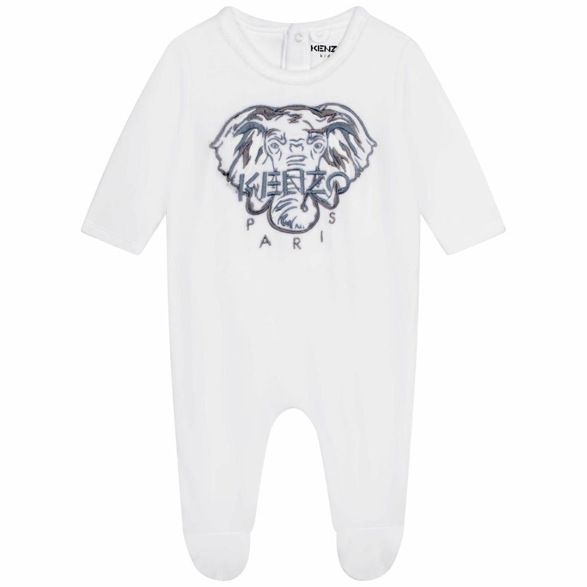 Baby Boys White Logo Babysuit