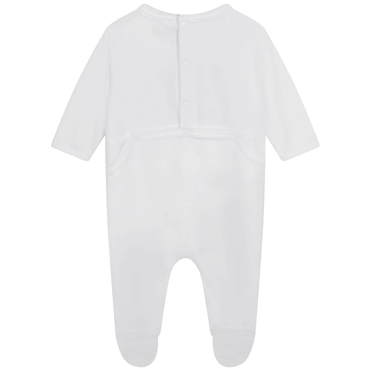 Baby Boys White Logo Babysuit