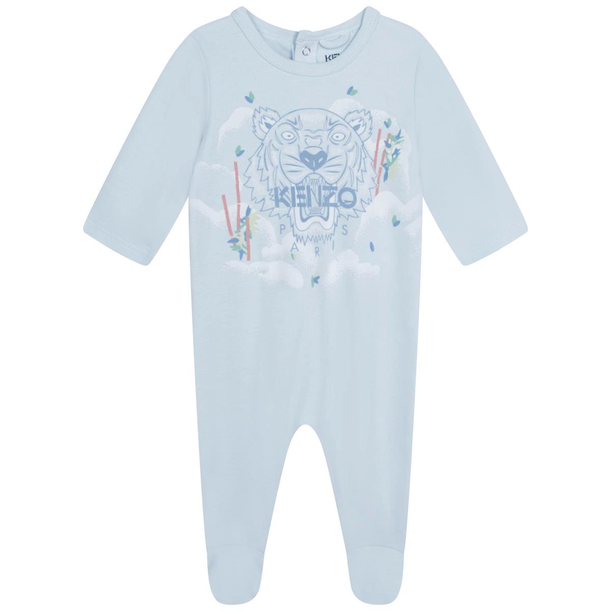 Baby Boys Blue Logo Babysuit