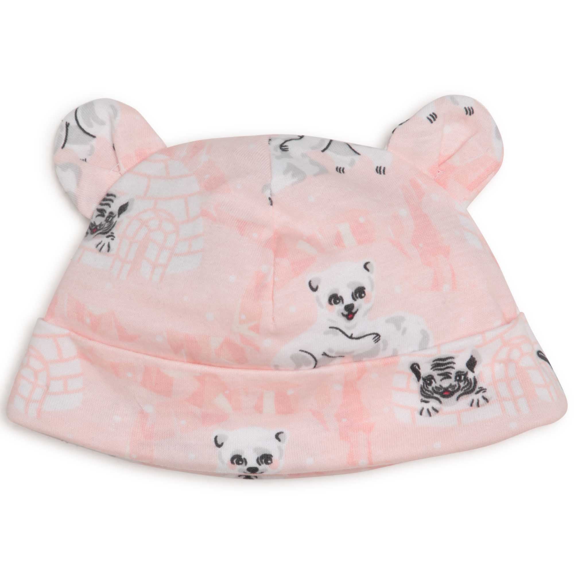Baby Girls Pink Printed Cotton Babysuit Set