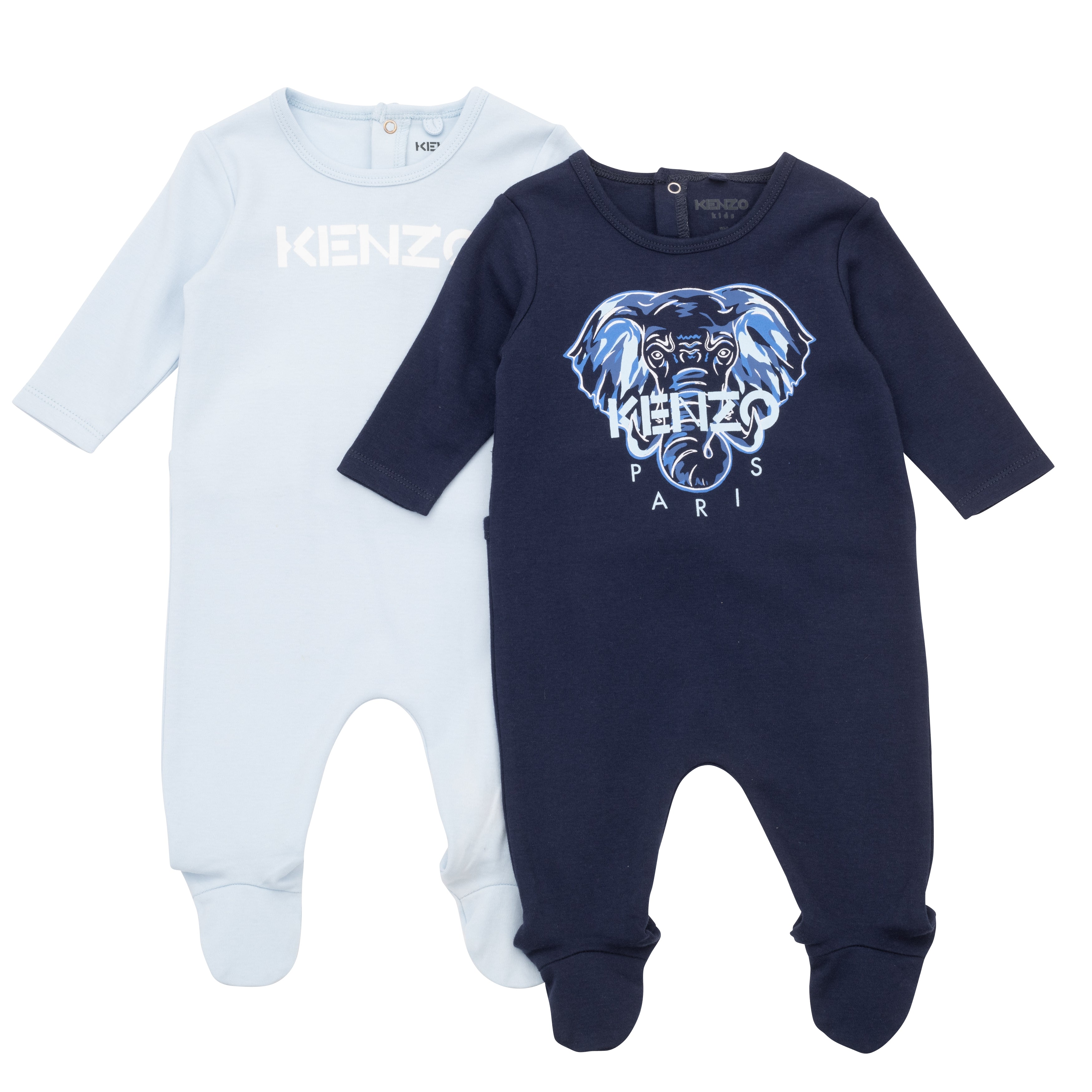 Baby Boys Blue Logo Cotton Babysuit