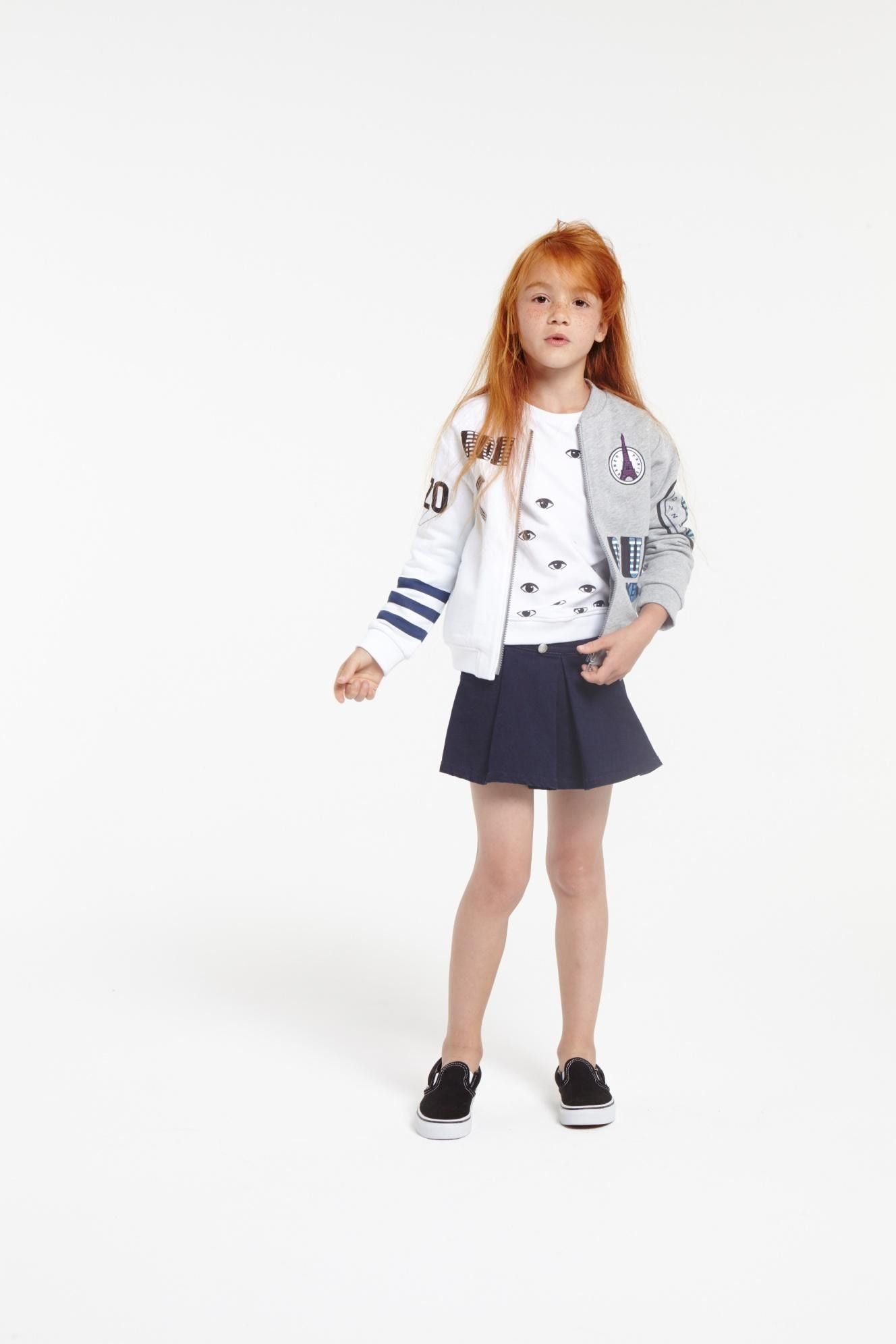 Girls Grey&White Embroidered Paris Logo Zip-up Jacket - CÉMAROSE | Children's Fashion Store - 2