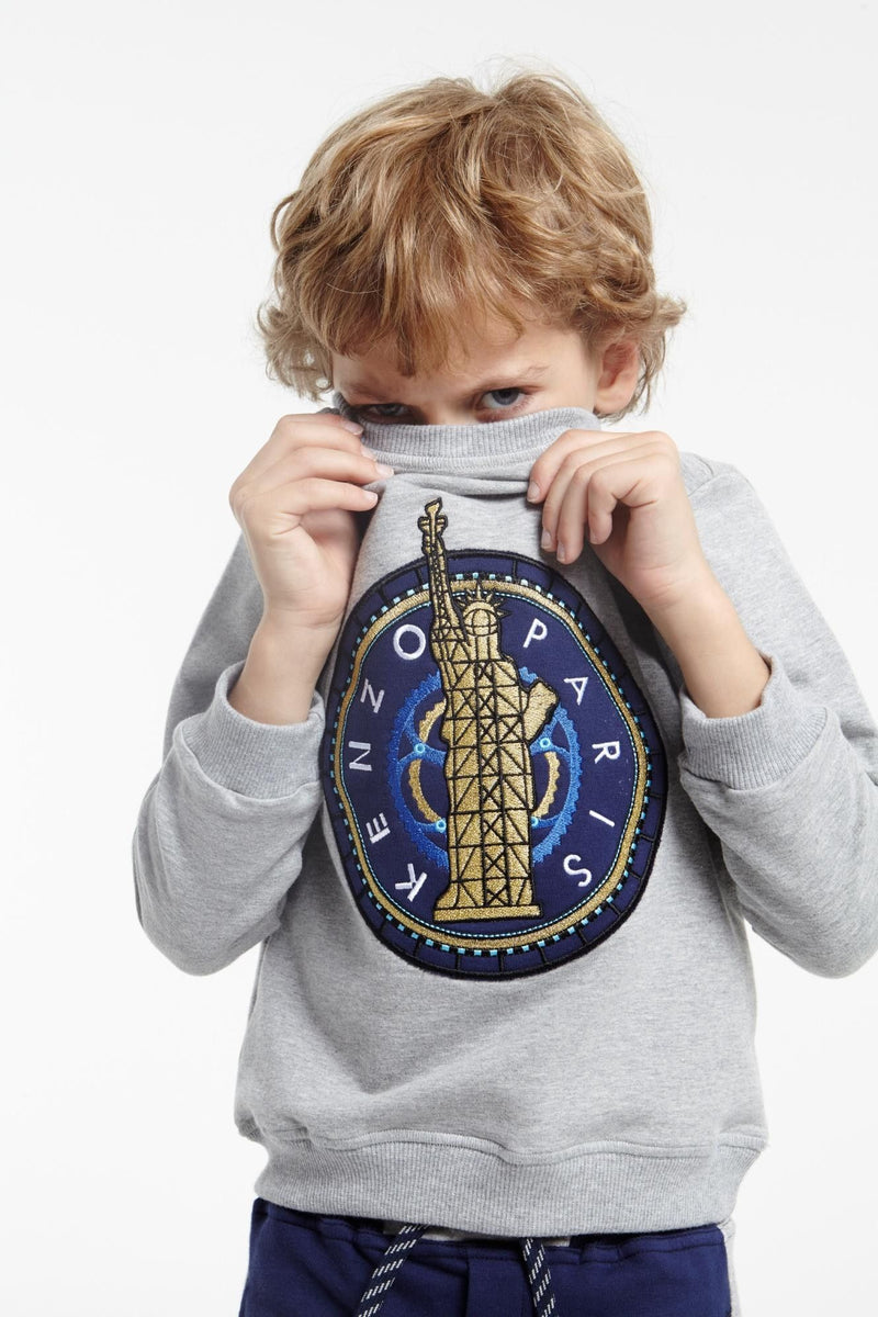 Boys&Girls White Embroidered Statue of Liberty Logo Cotton Sweatshirt - CÉMAROSE | Children's Fashion Store - 2