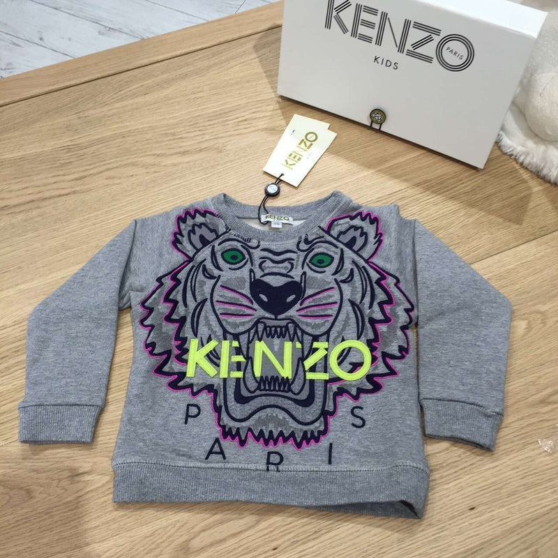 Girls Grey Shimmer Tiger Embroidered Sweatshirt - CÉMAROSE | Children's Fashion Store