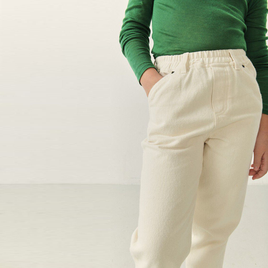 Boys & Girls White Denim Trousers