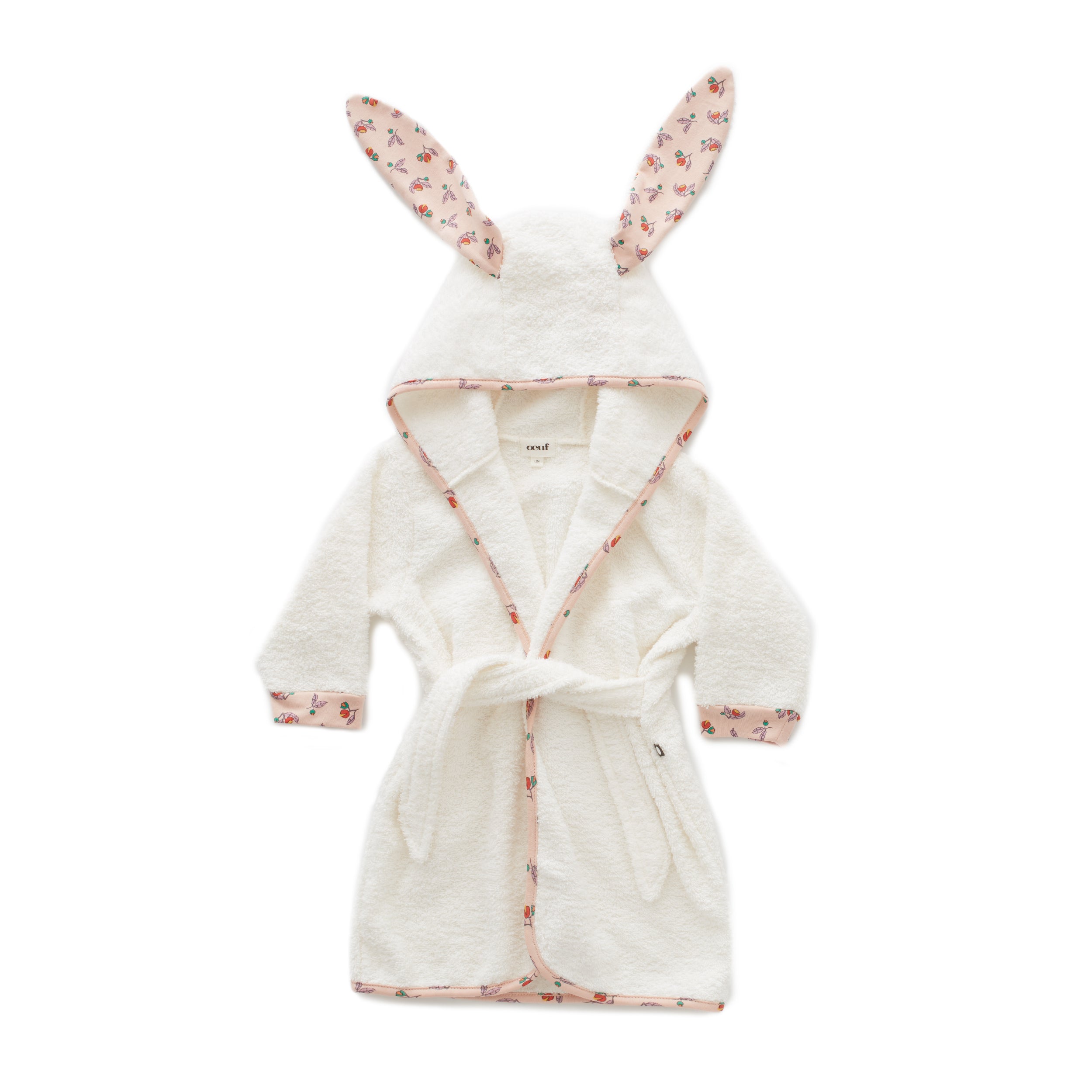 Boys & Girls White Floral Print Bunny Bathrobe