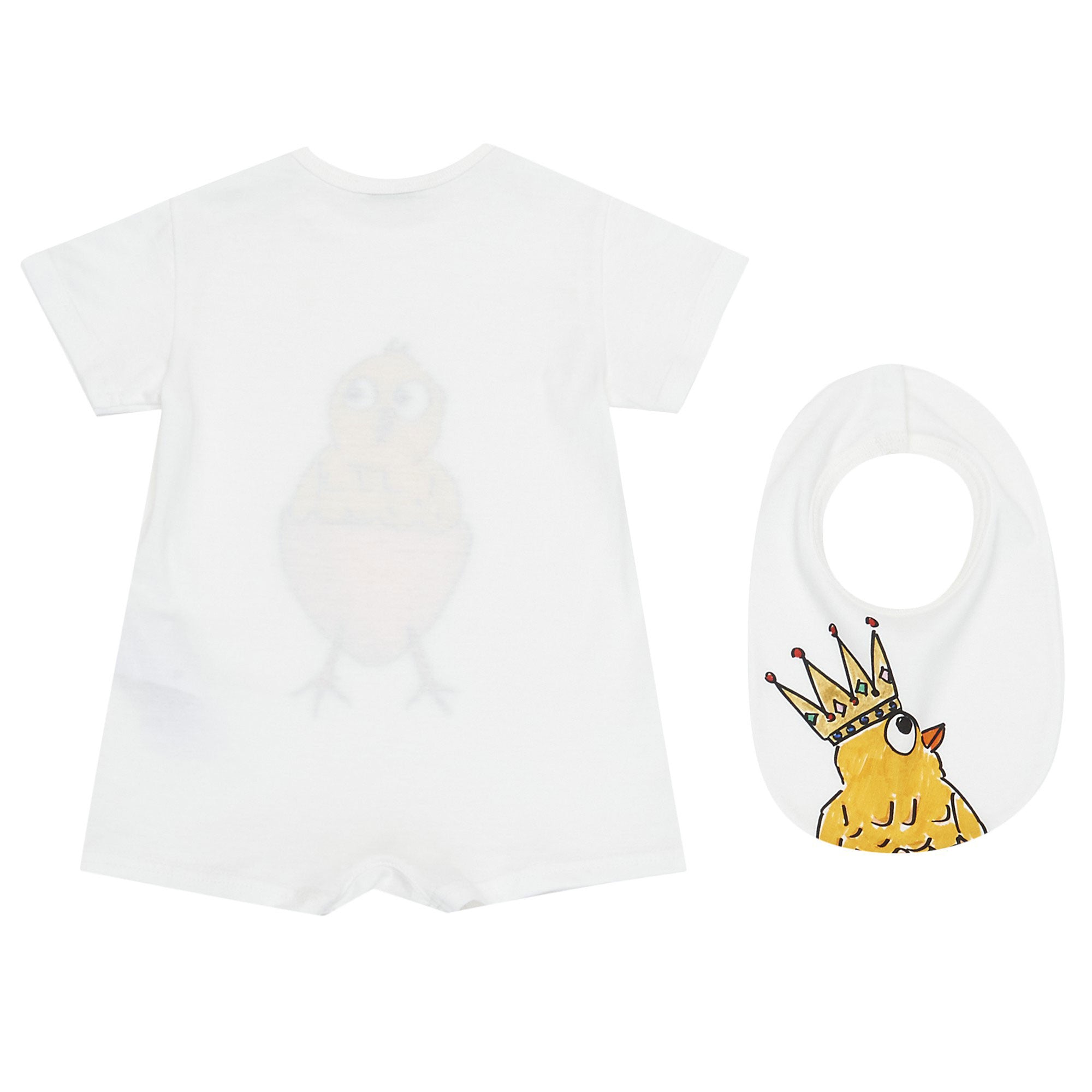 Baby White Cotton Baby Shortie & Bib Gift Set - CÉMAROSE | Children's Fashion Store - 2