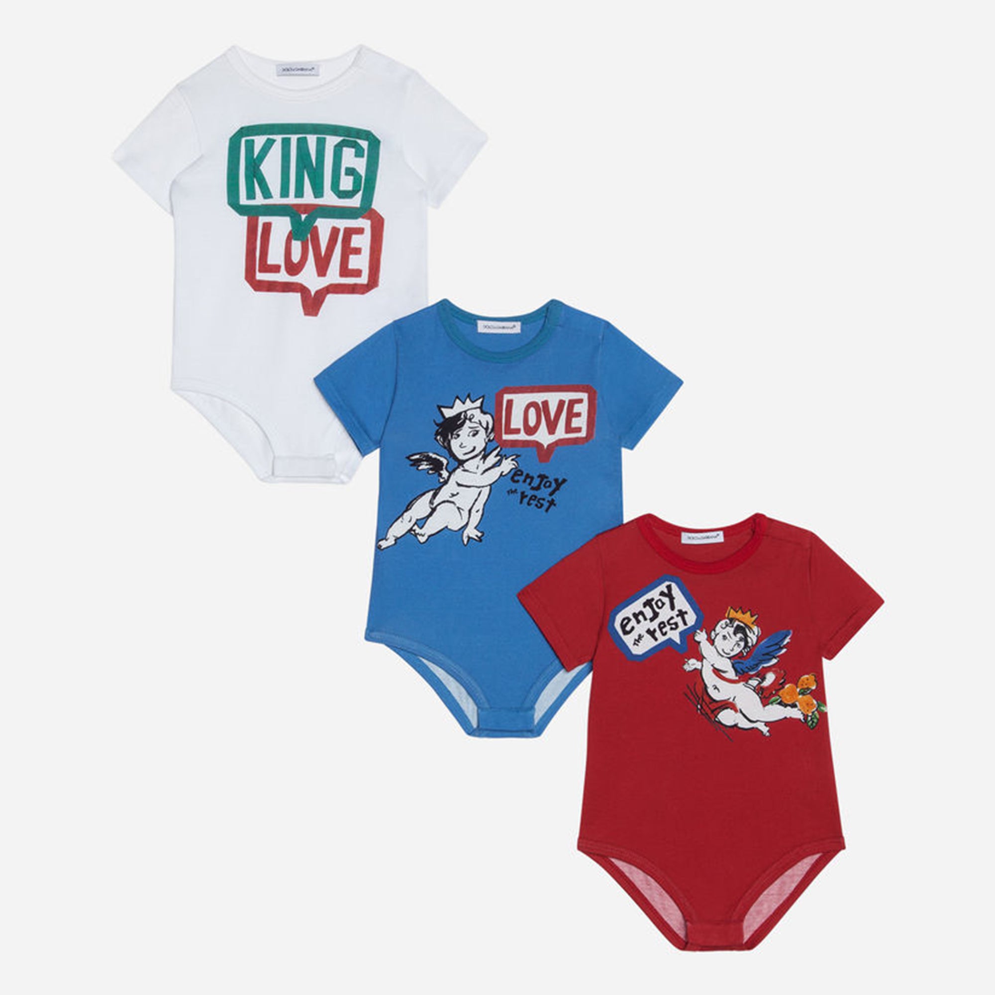Baby White & Blue & Red 3 Pack Babysuit