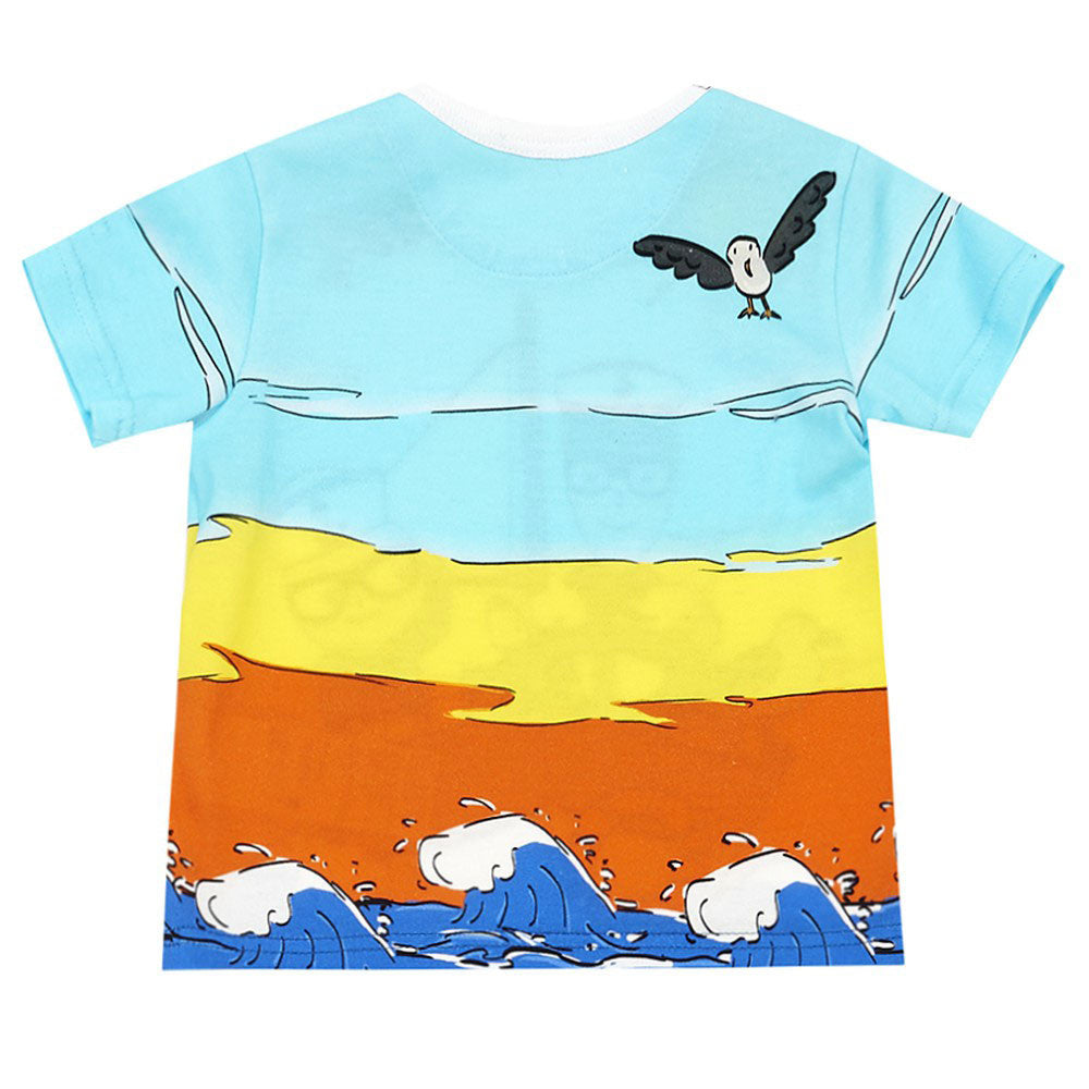Baby Multicolor Cotton T-Shirt With Navy Print - CÉMAROSE | Children's Fashion Store - 2