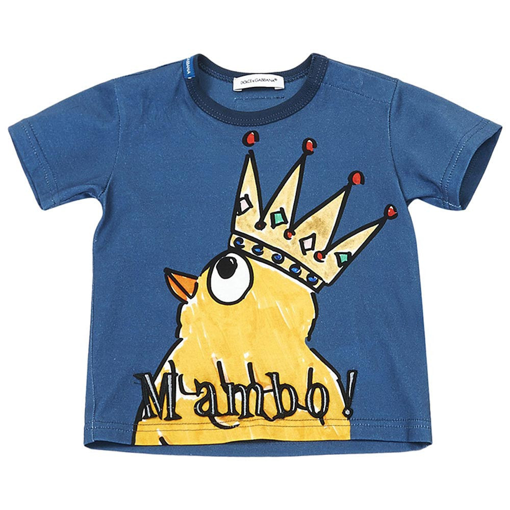 Baby Blue Chick Printed Trims Cotton T-Shirt - CÉMAROSE | Children's Fashion Store - 1