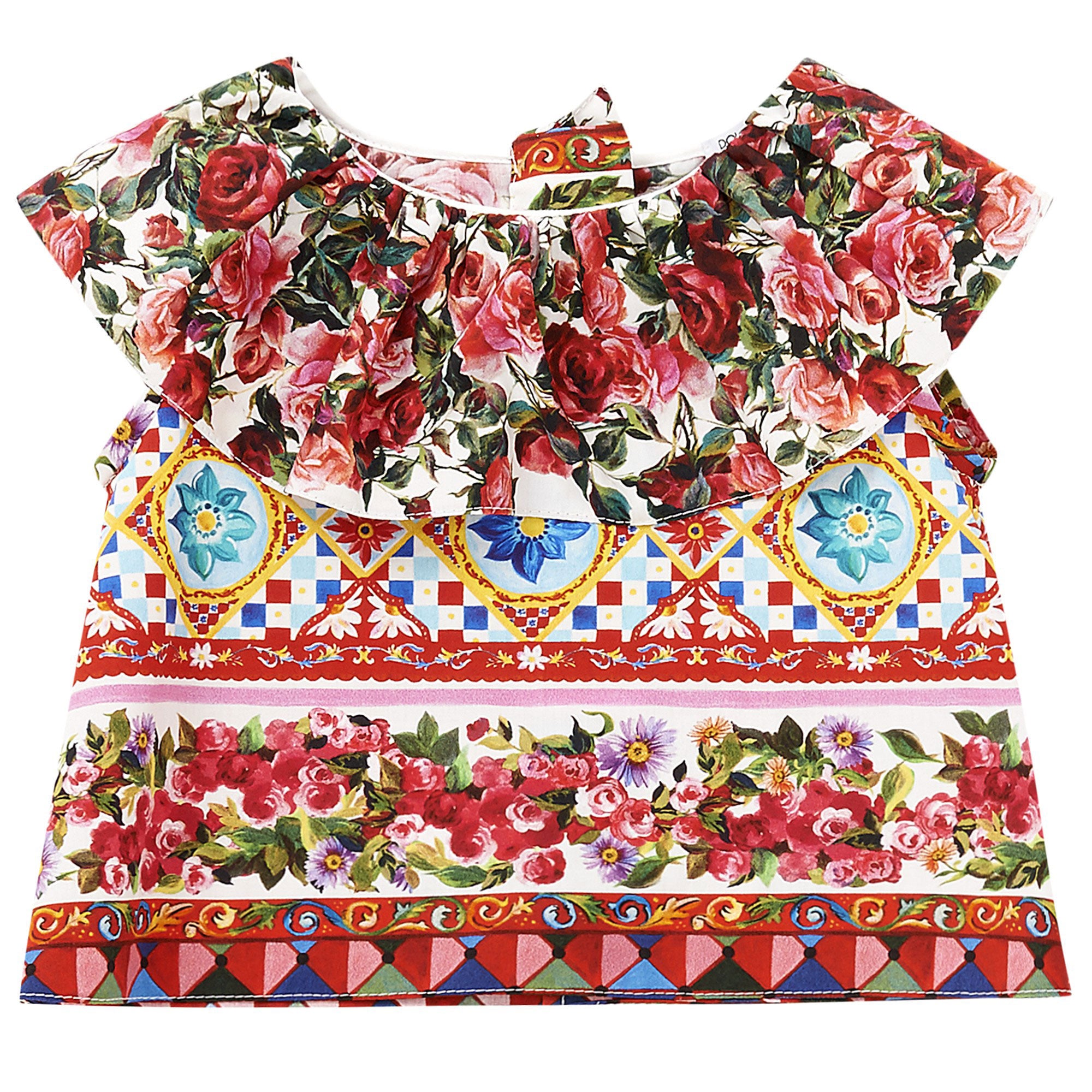 Baby Girls Multicolor Flower Printed Cotton Blouse - CÉMAROSE | Children's Fashion Store - 1