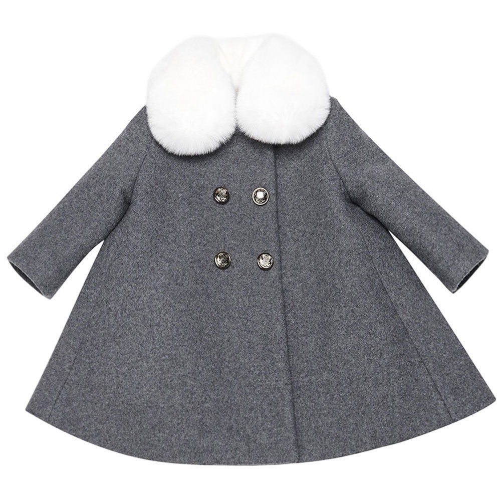 Baby  Girls  Grey  Wool & Cashmere  Coat