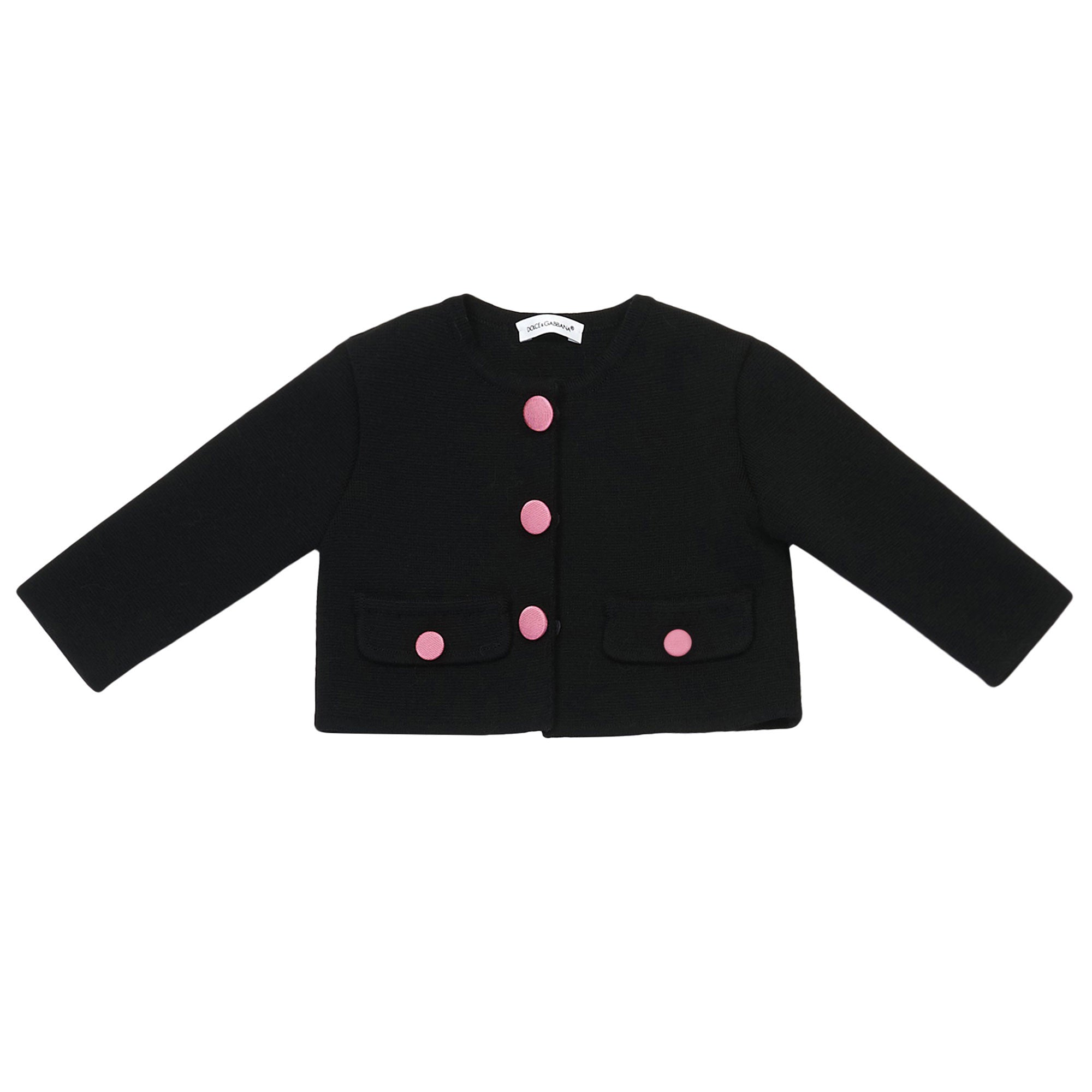 Baby Girl Black Jacket With Pink Bottons - CÉMAROSE | Children's Fashion Store - 1