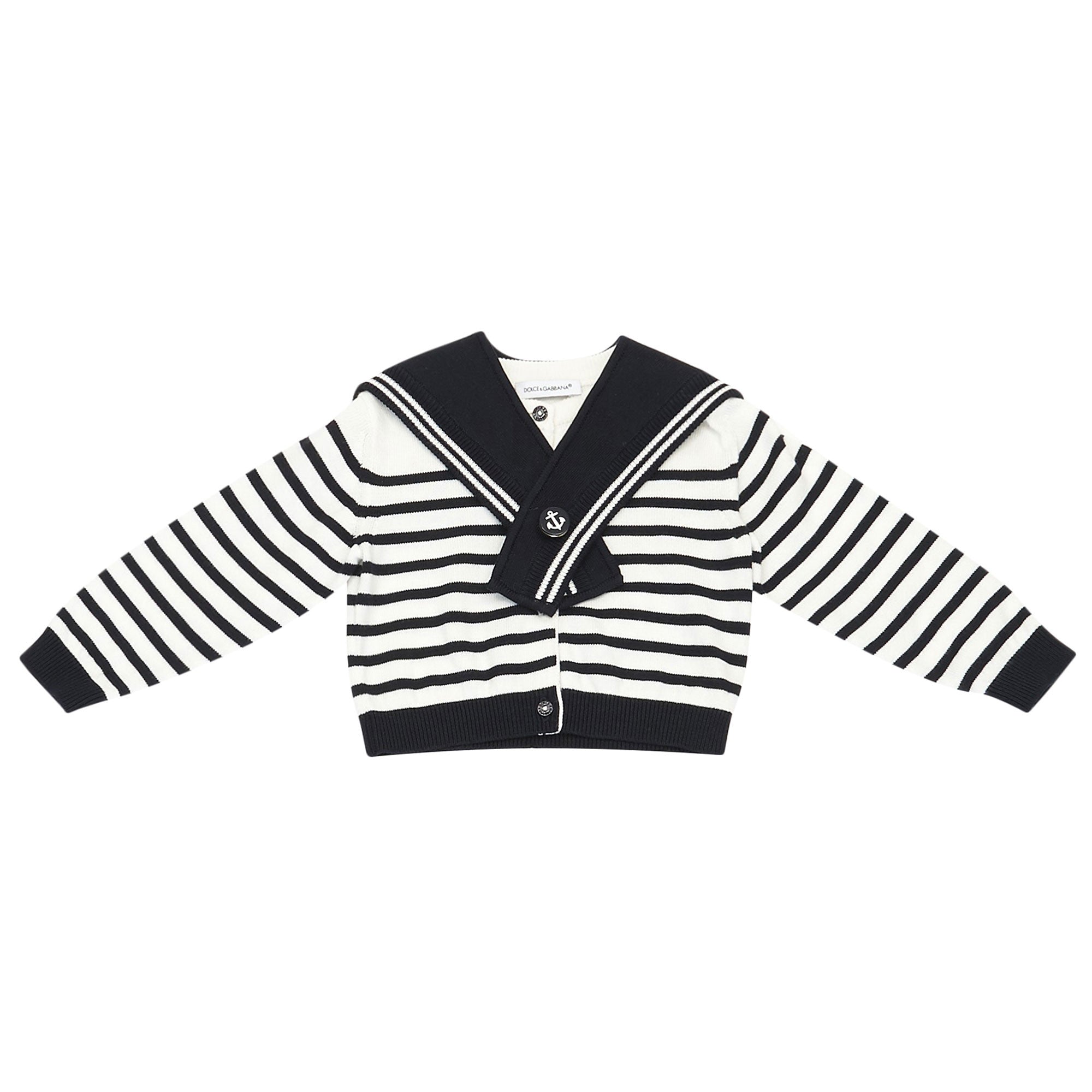 Baby Girls Blue & White striped Cardigan - CÉMAROSE | Children's Fashion Store - 1