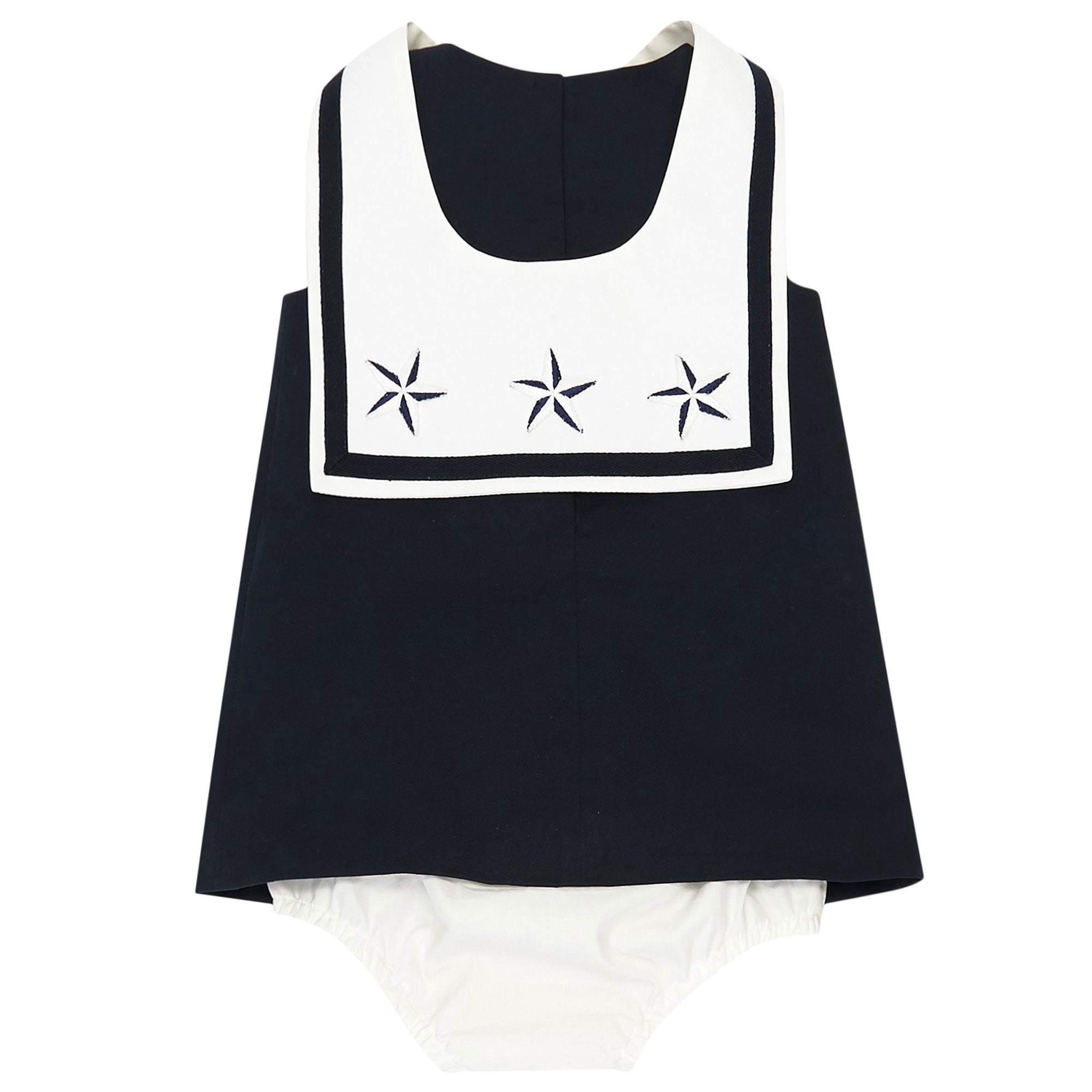 Baby Girls Navy Blue Sailor Dress with Collar