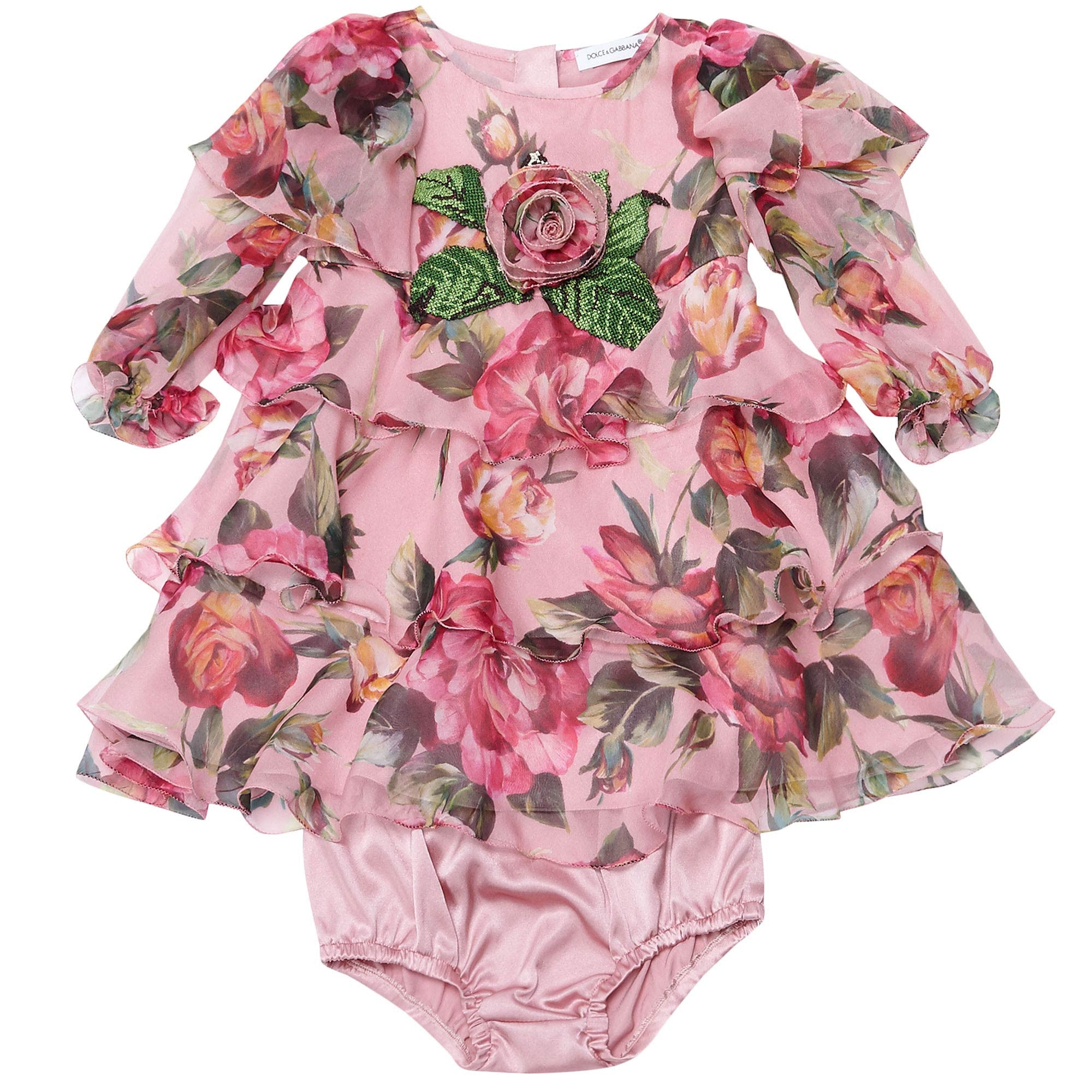 Baby Girls Flower-Printed Silk Dress