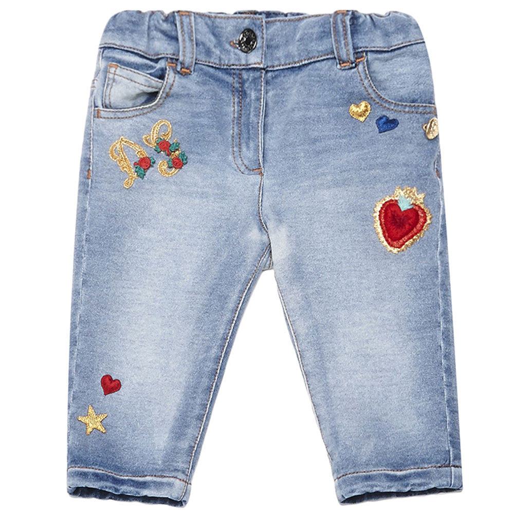 Baby  Girls  Blue Embroidered Jeans