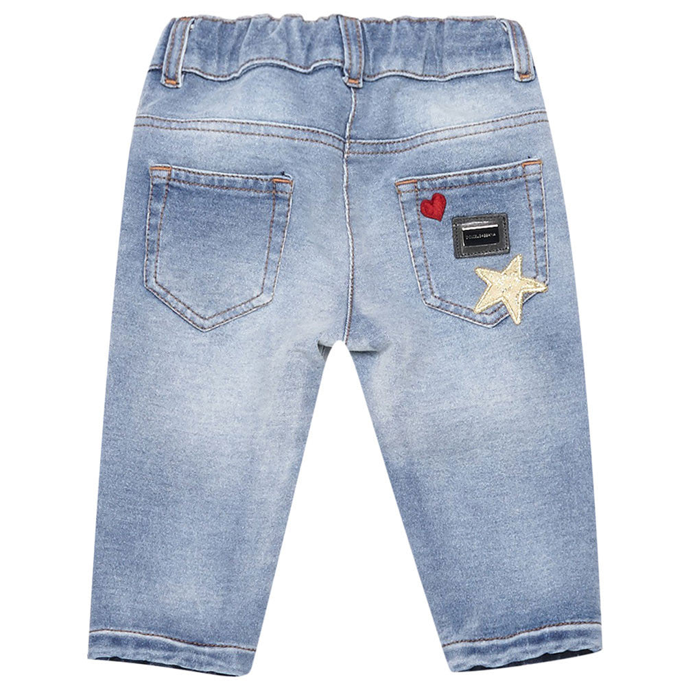 Baby  Girls  Blue Embroidered Jeans