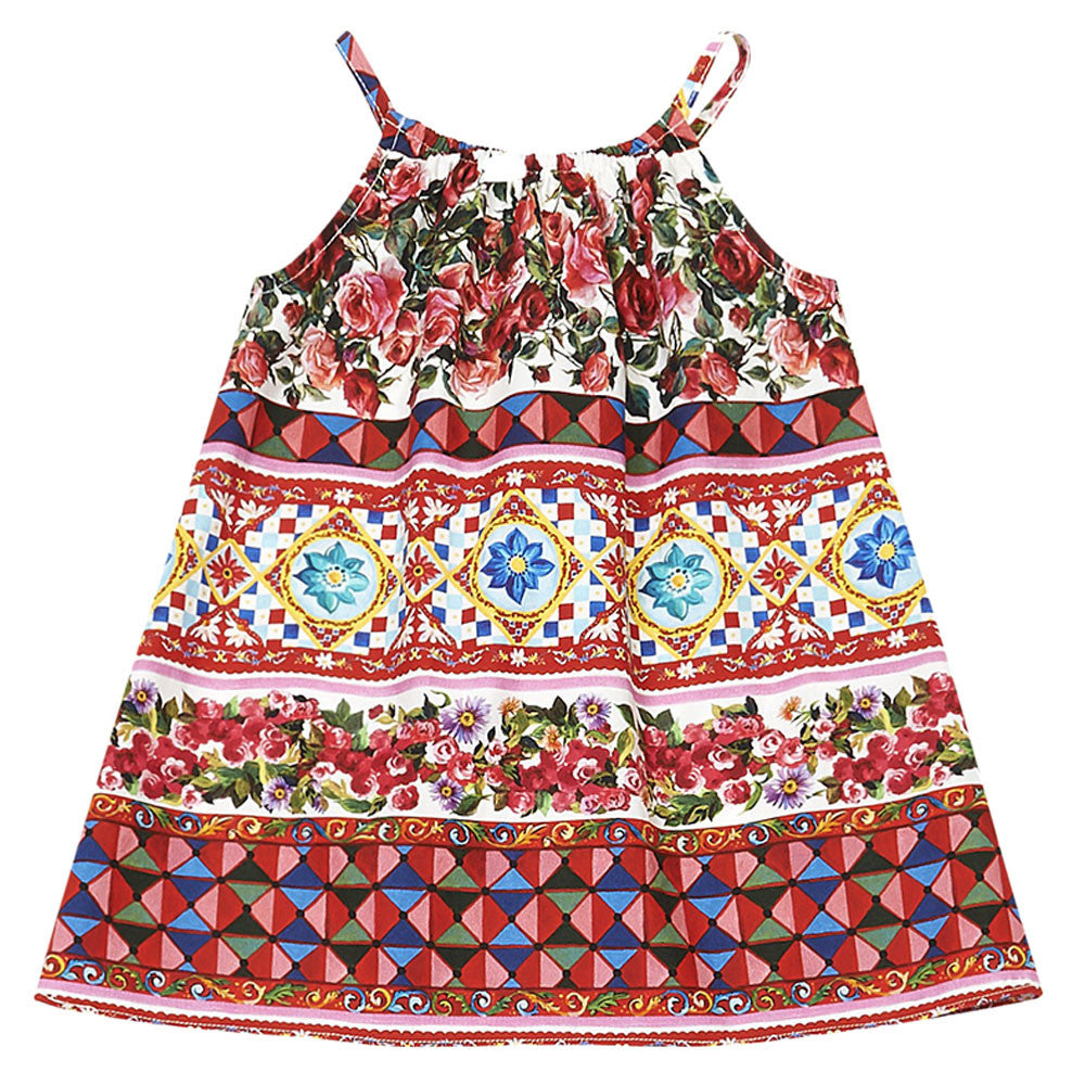 Baby Girl Multicolor Flower Printed Trims Sleeveless Dress - CÉMAROSE | Children's Fashion Store - 2