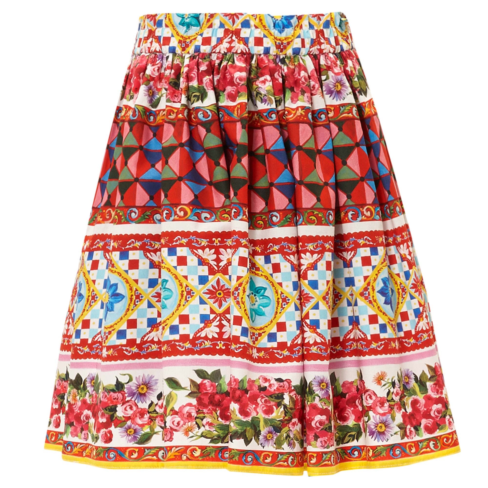 Girls Pink 'Carretto Con Rose' Cotton Skirt - CÉMAROSE | Children's Fashion Store - 1