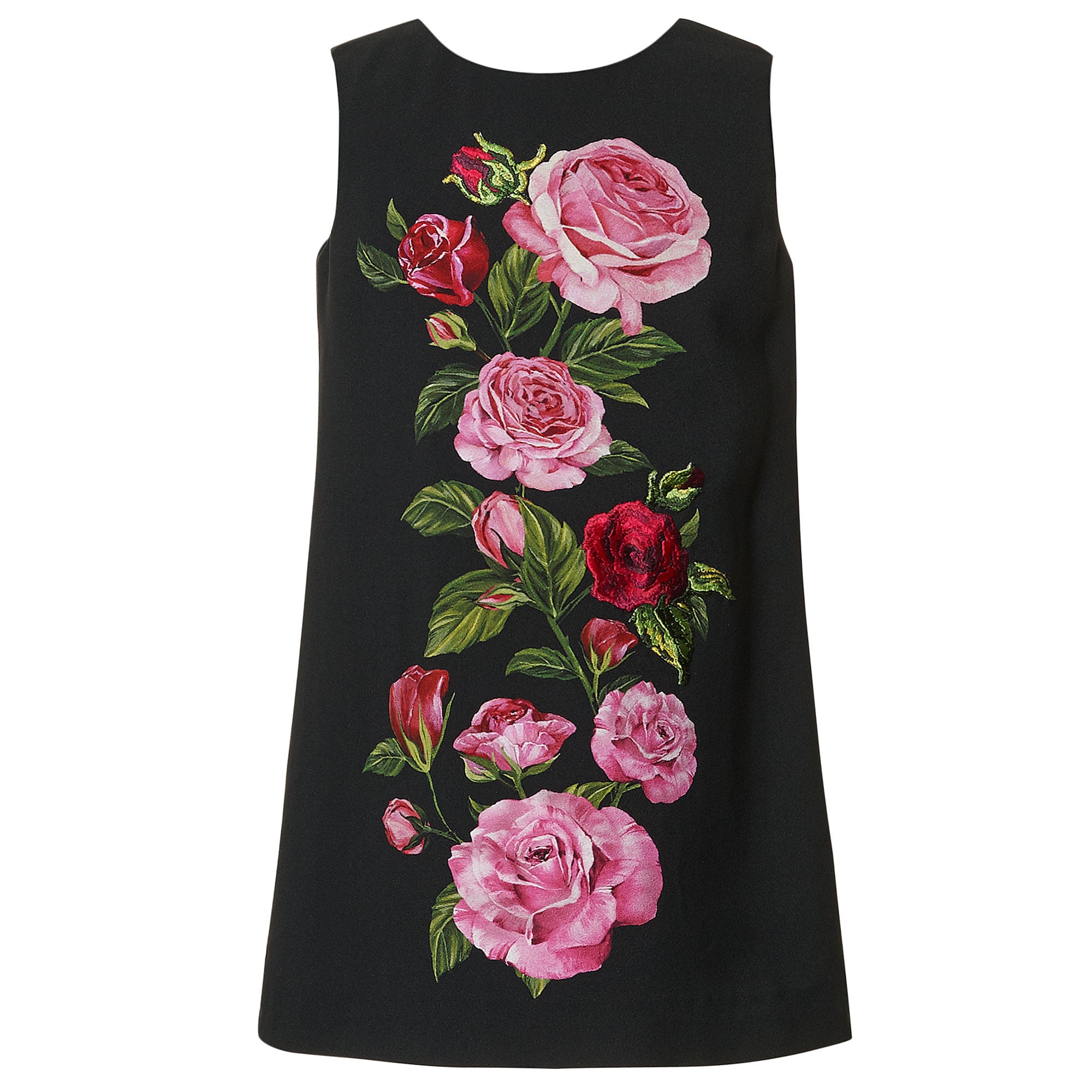 Girls Black Flower Printed Trims Sleeveless Dresses - CÉMAROSE | Children's Fashion Store - 1