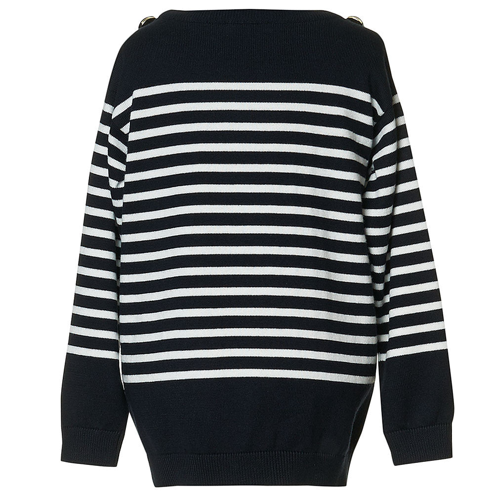 Girls Blue &White Striped Pullover - CÉMAROSE | Children's Fashion Store - 2