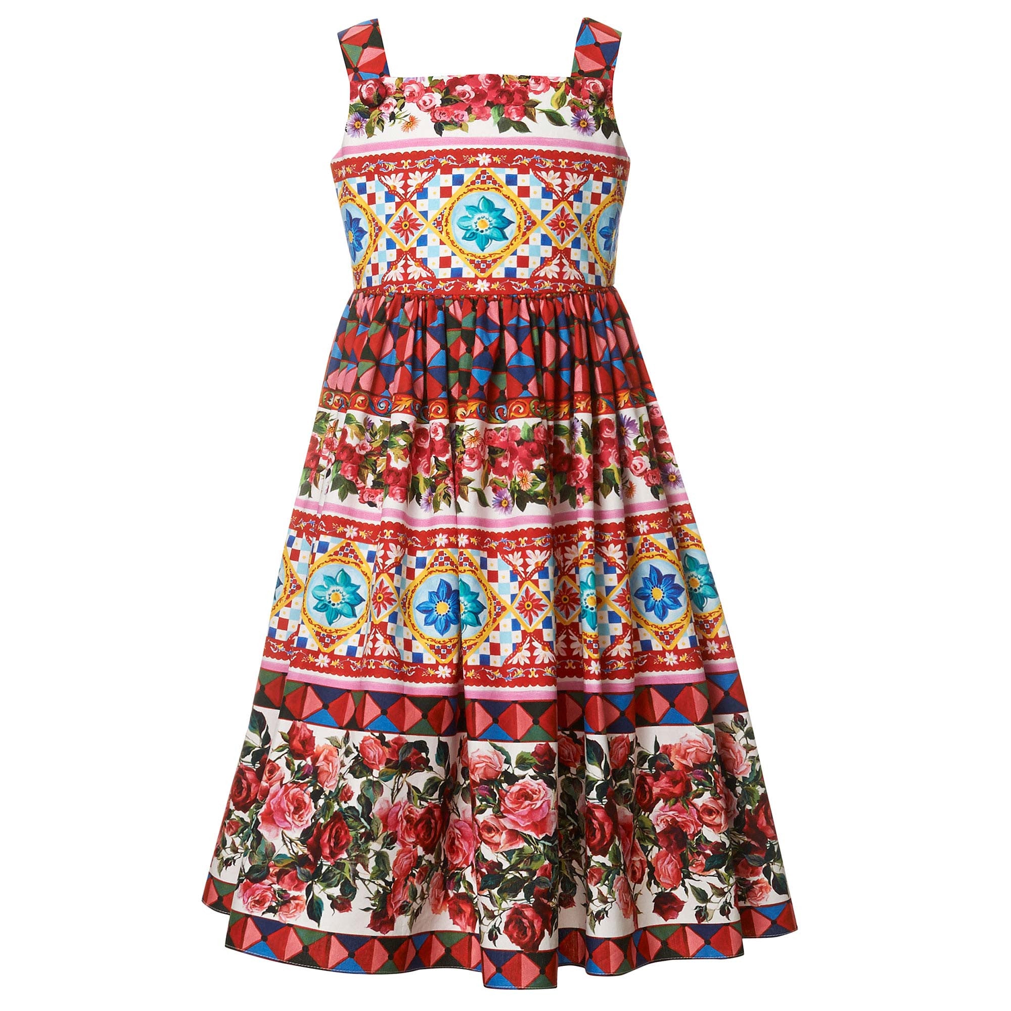 Girls Multicolor Flower Printed Cotton Jersey Dress - CÉMAROSE | Children's Fashion Store - 1