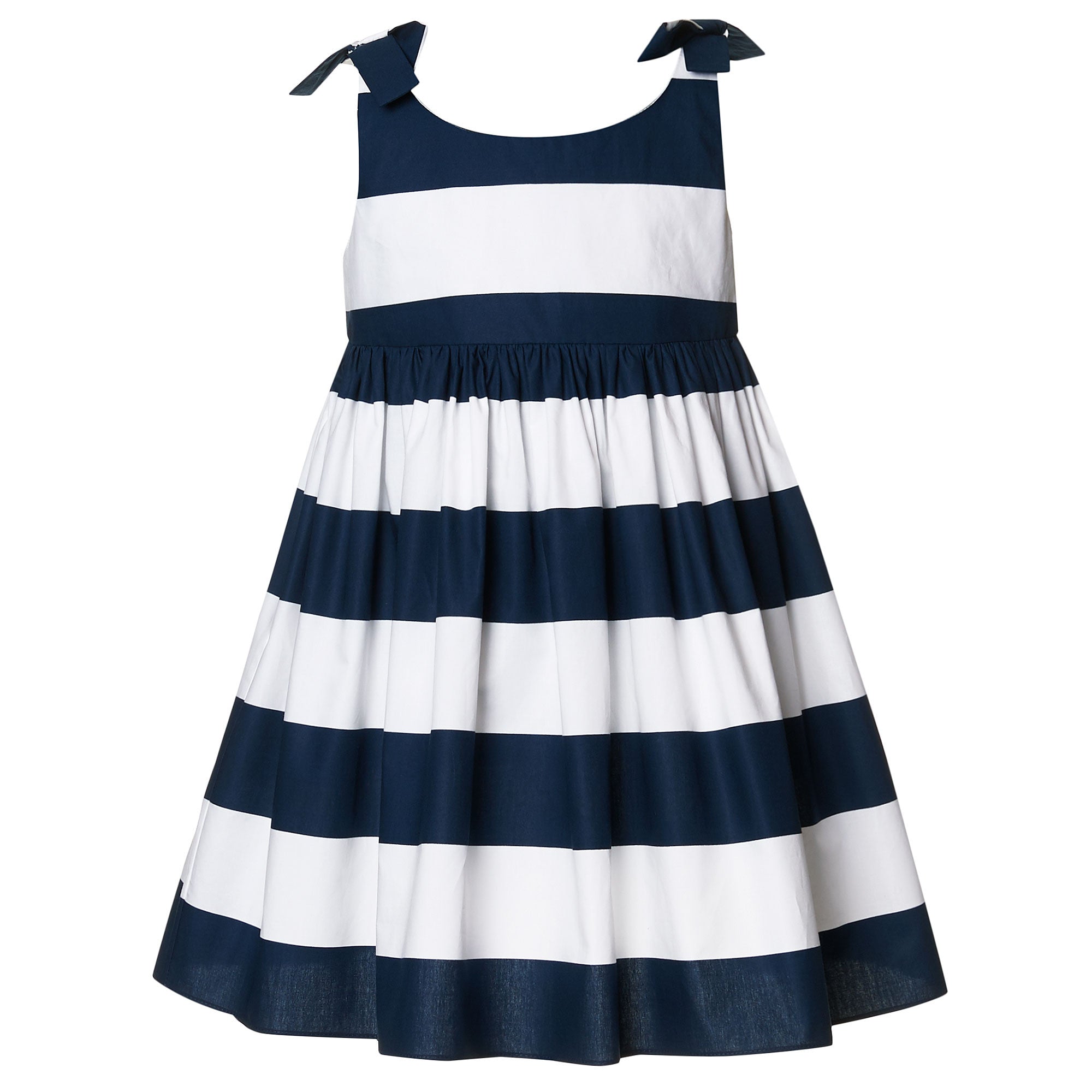 Girls Blue &White striped Cotton Dress - CÉMAROSE | Children's Fashion Store - 1
