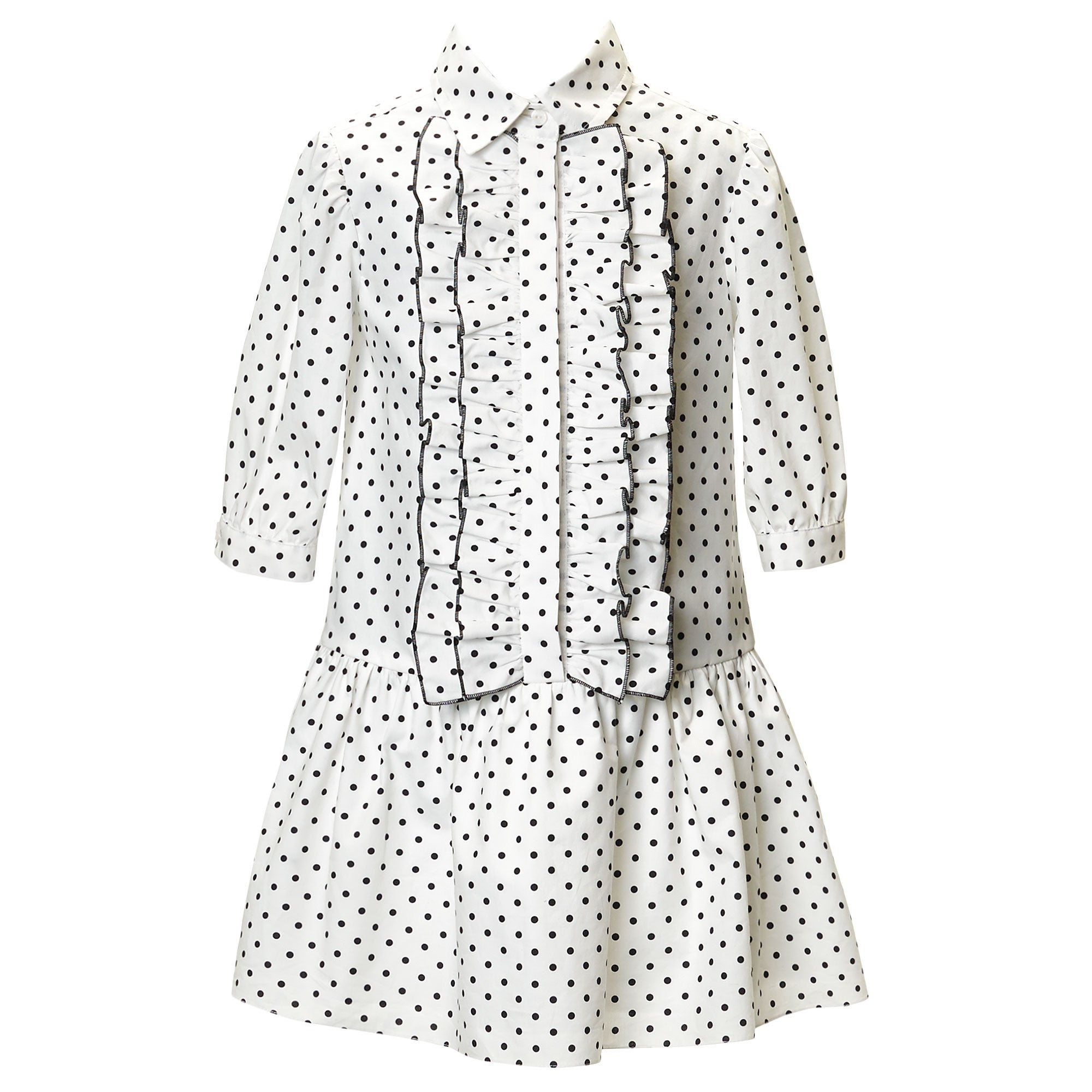 Girls White Polka Dot Cotton Dress