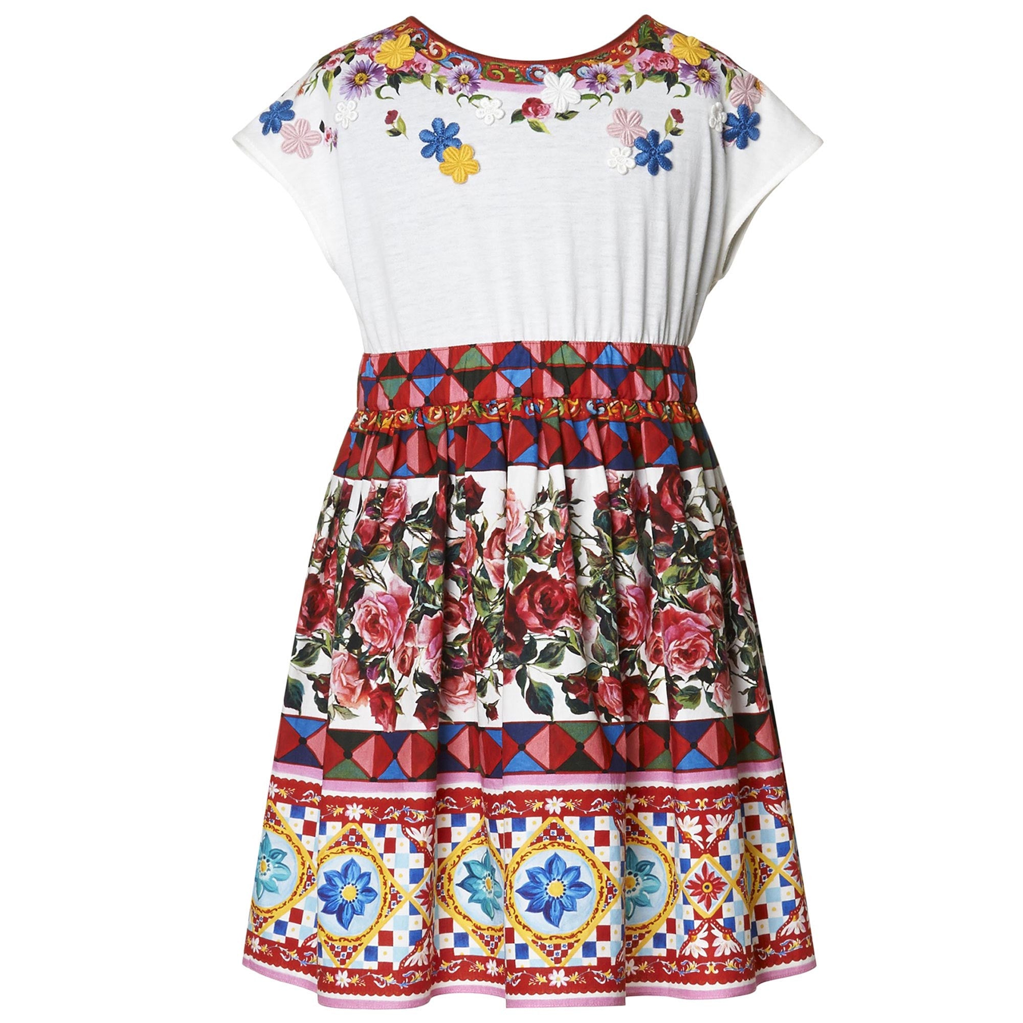 Girls White 'Carretto Con Rose' Dress - CÉMAROSE | Children's Fashion Store - 1