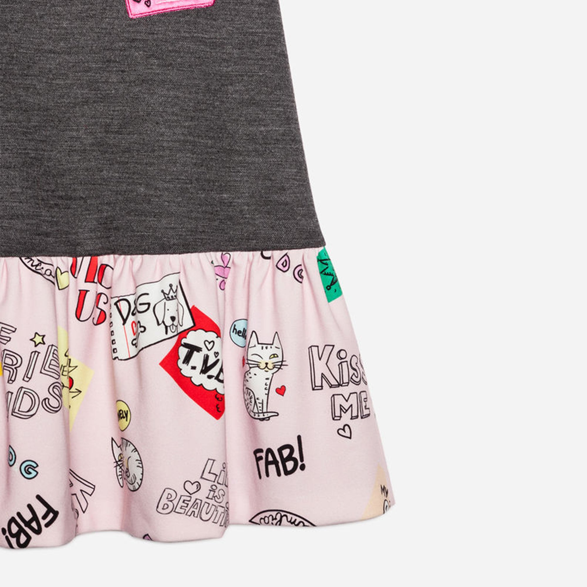 Girls Grey & Rose Cotton Dress