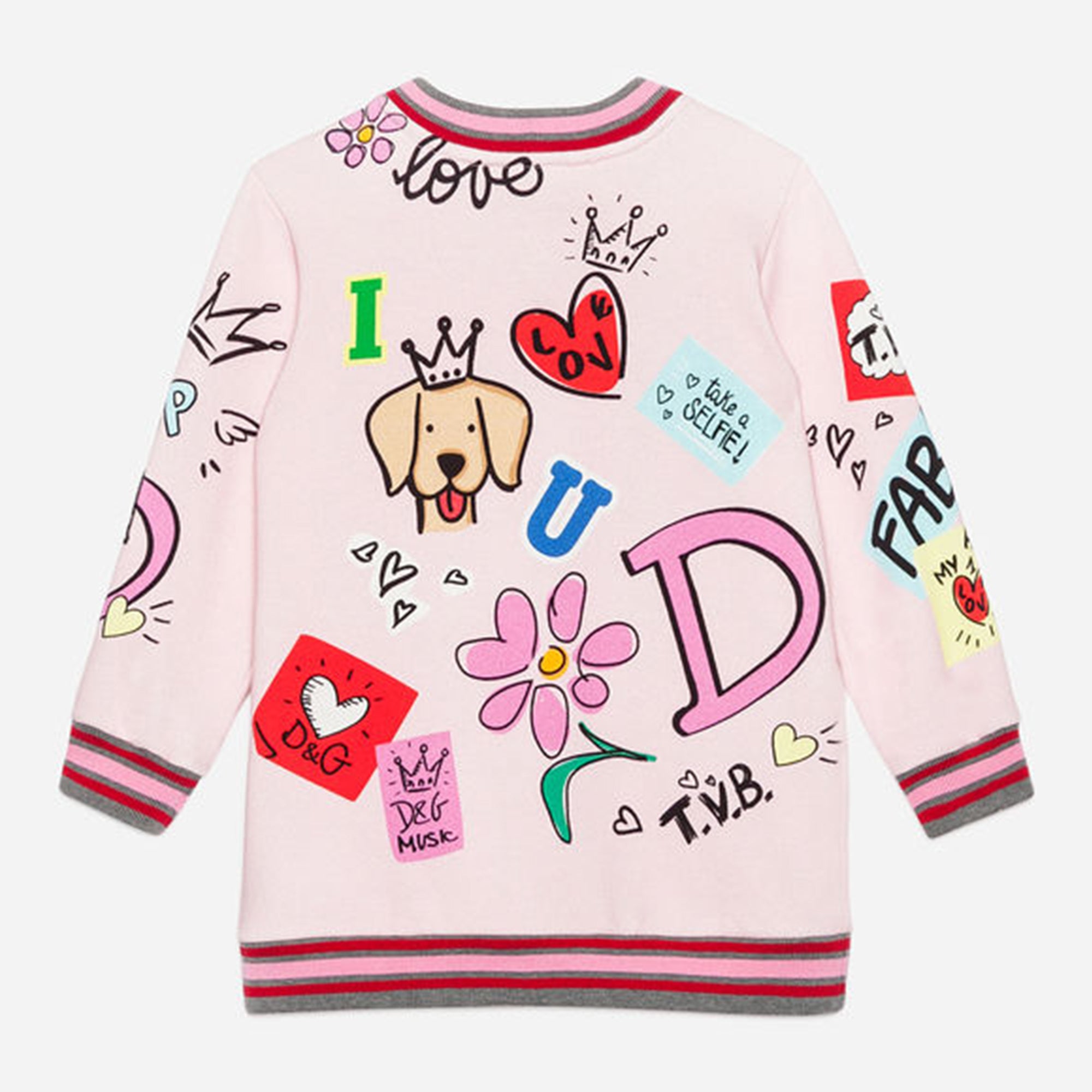 Girls Pink Printed Cotton Dress
