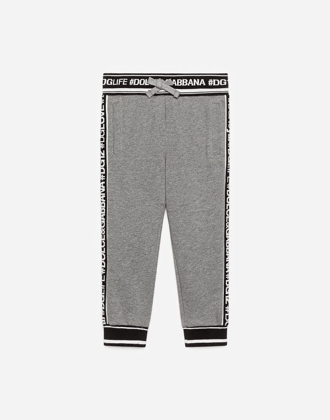 Girls Melange Grey Cotton Trousers