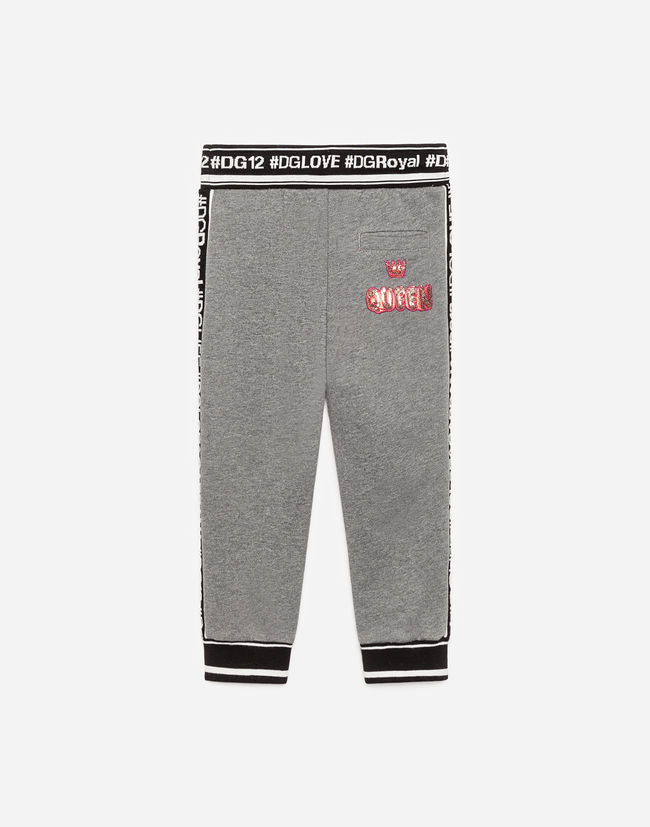 Girls Melange Grey Cotton Trousers