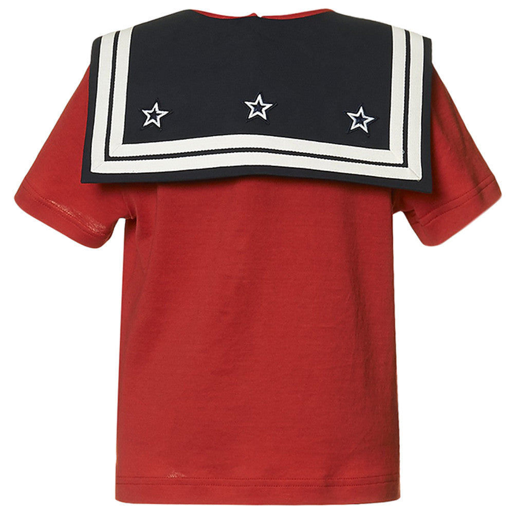 Girls Red 'Sailor' T-Shirt - CÉMAROSE | Children's Fashion Store - 2