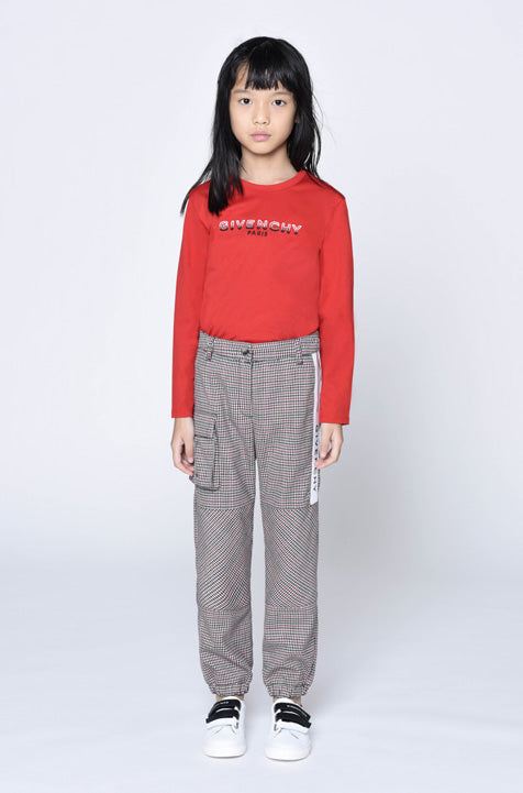 Girls Red Logo Cotton T-Shirt