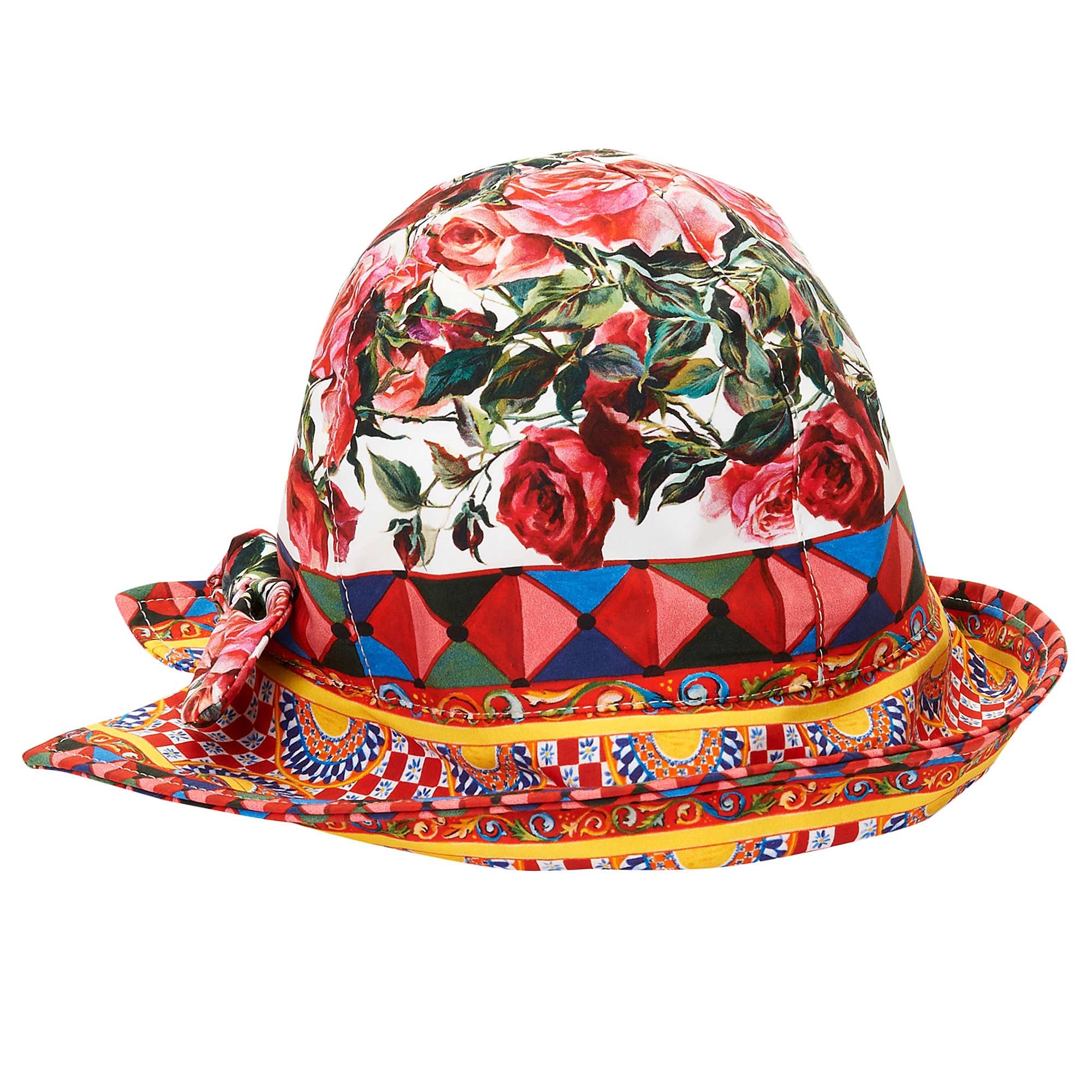 Girls Red Flower Printed Trims  Fisherman Hat - CÉMAROSE | Children's Fashion Store