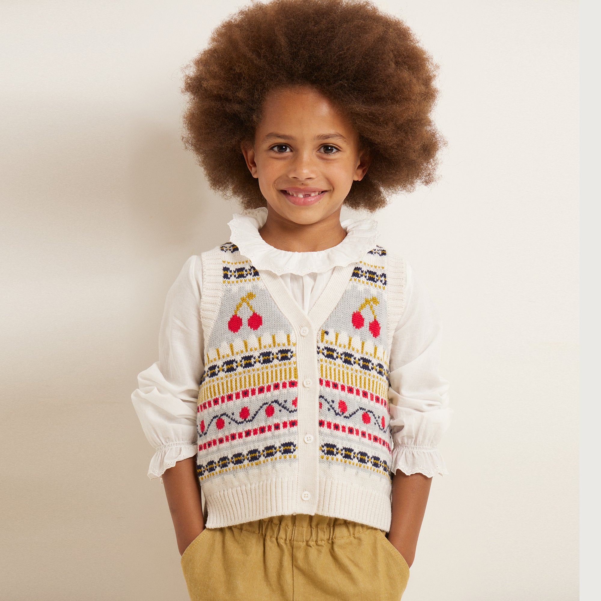 Boys & Girls White Wool Gilet