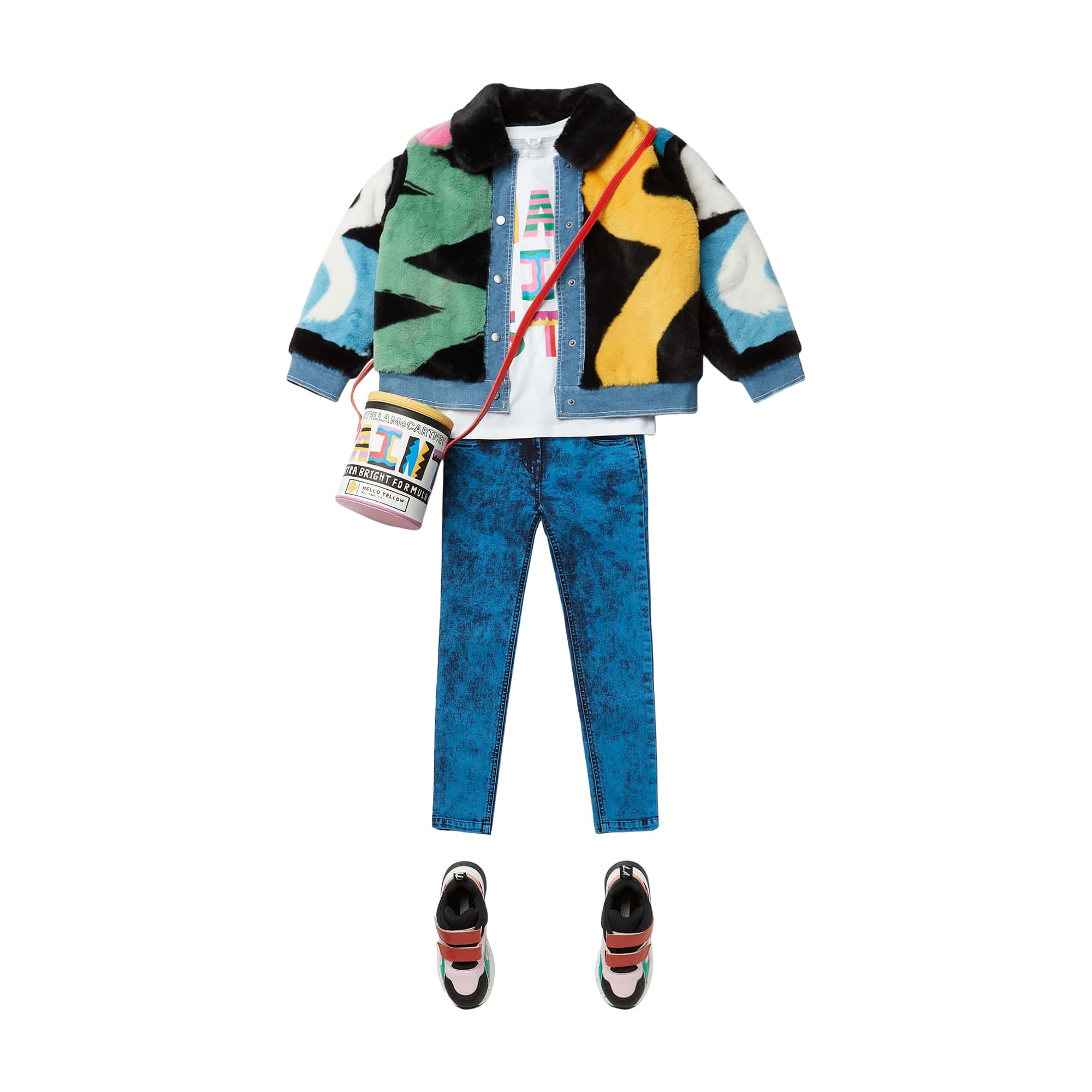 Girls Multicolor Fake Fur Jacket