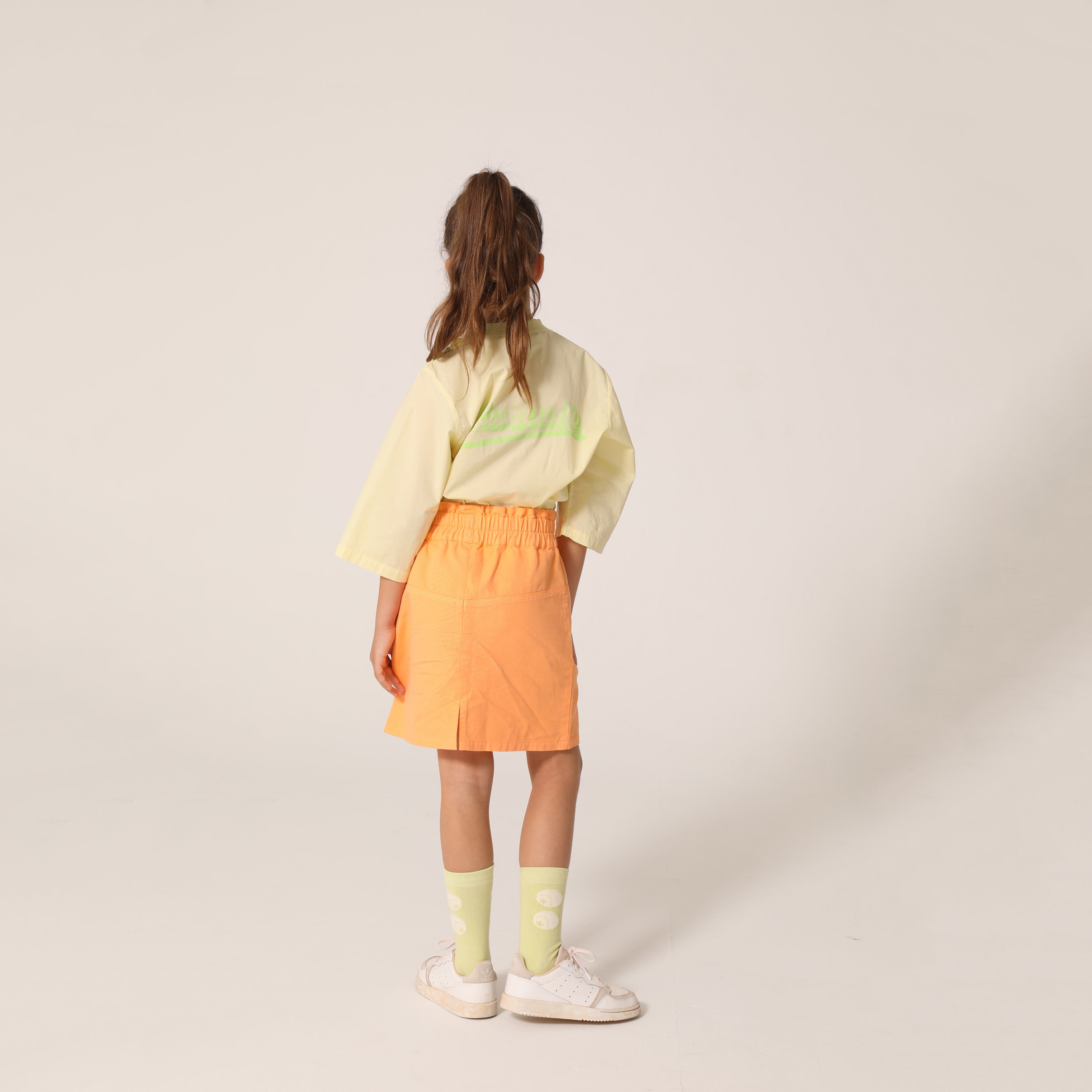 Girls Orange Yellow Cotton Skirt