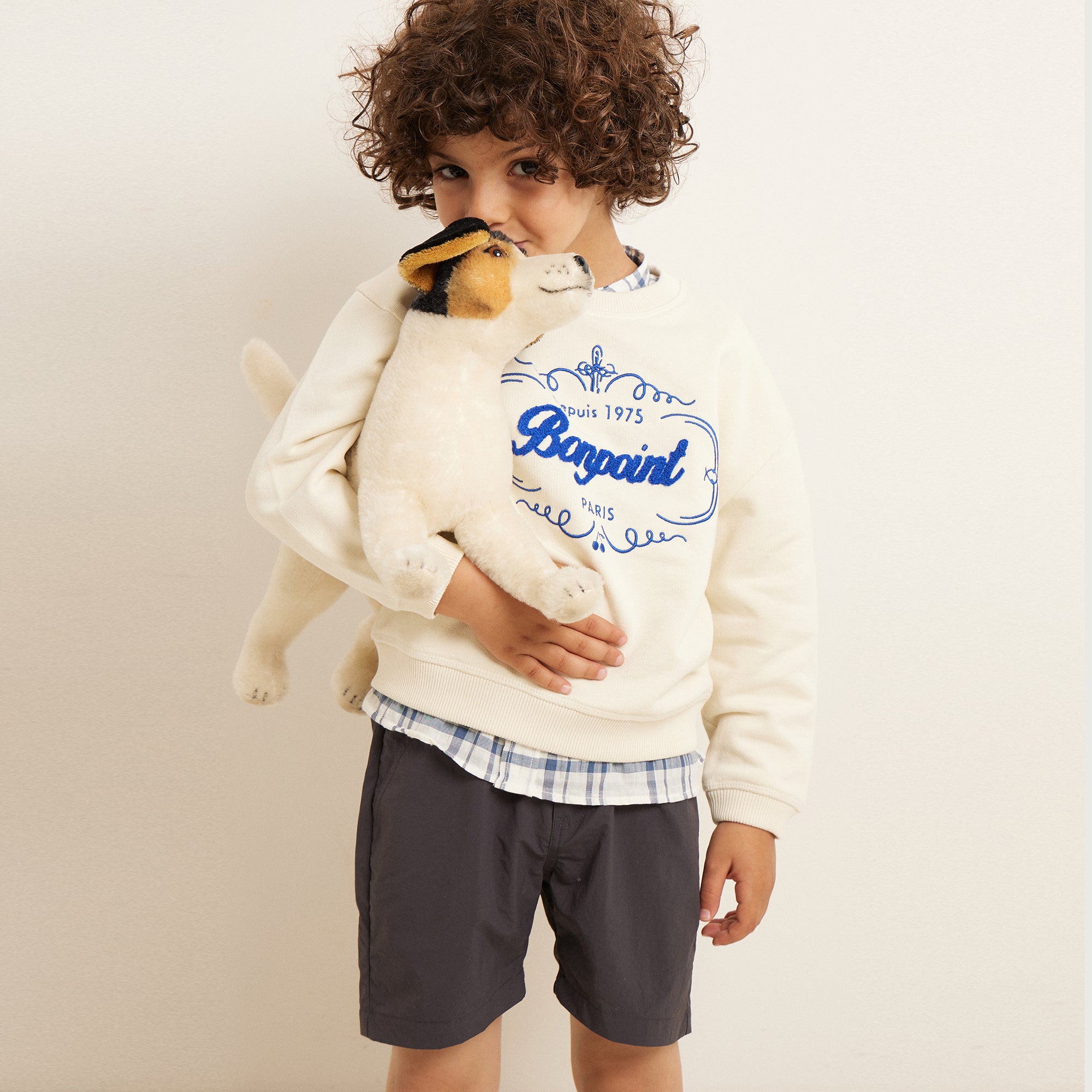 Boys White Logo Cotton Sweatshirt