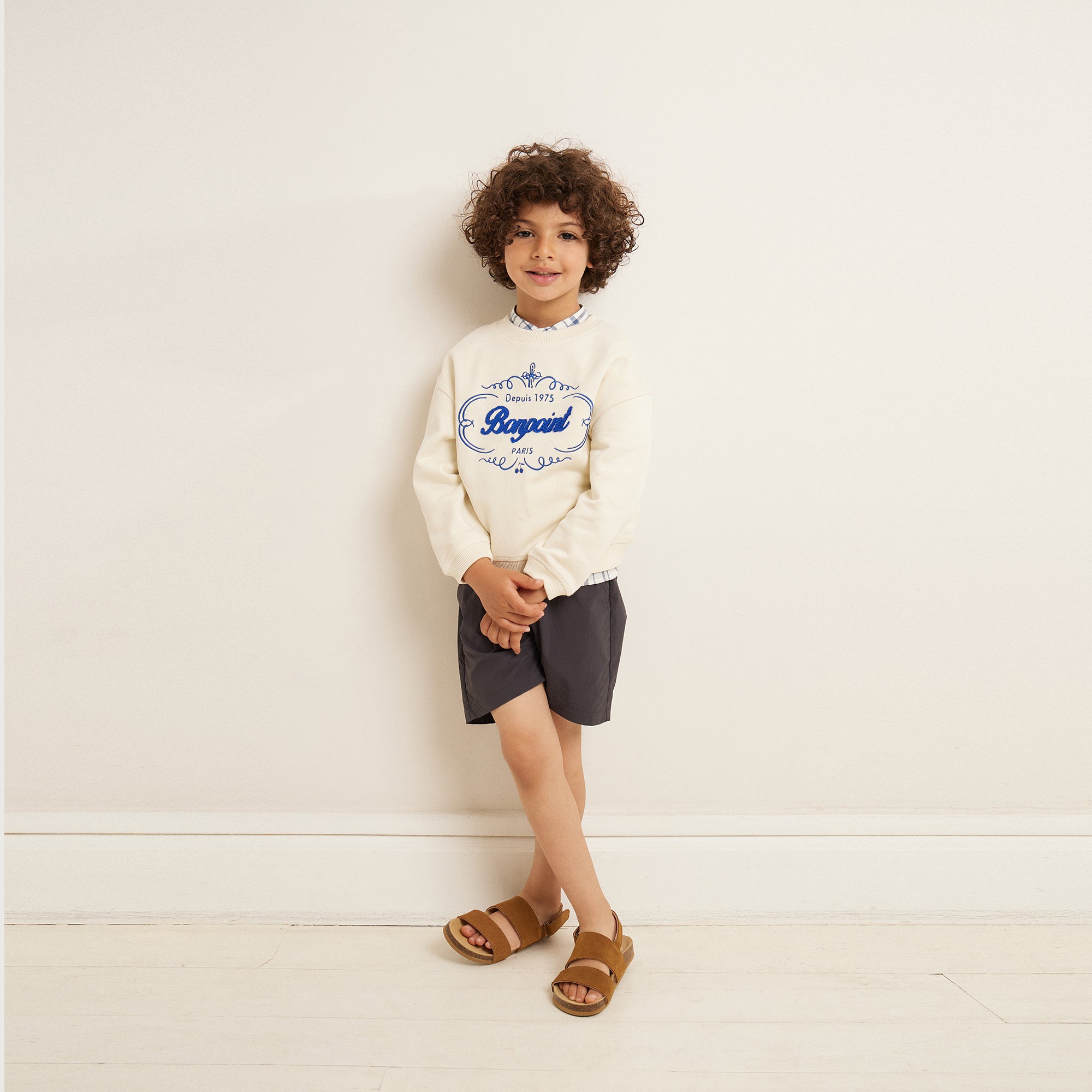 Boys White Logo Cotton Sweatshirt