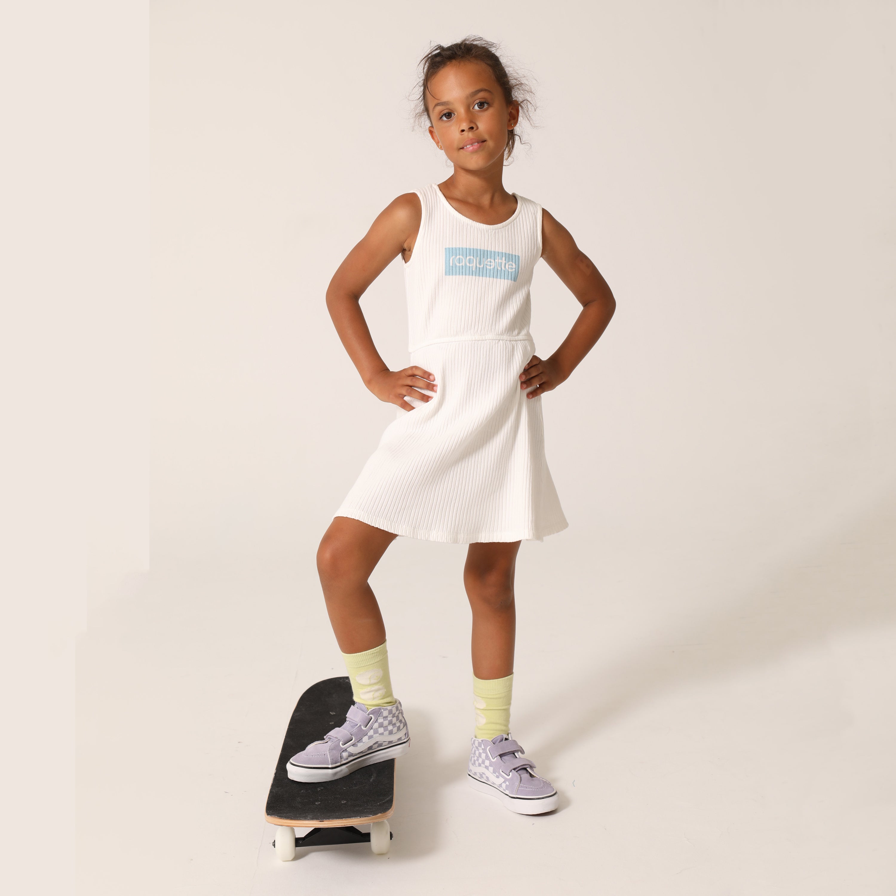 Girls White Logo Cotton Dress