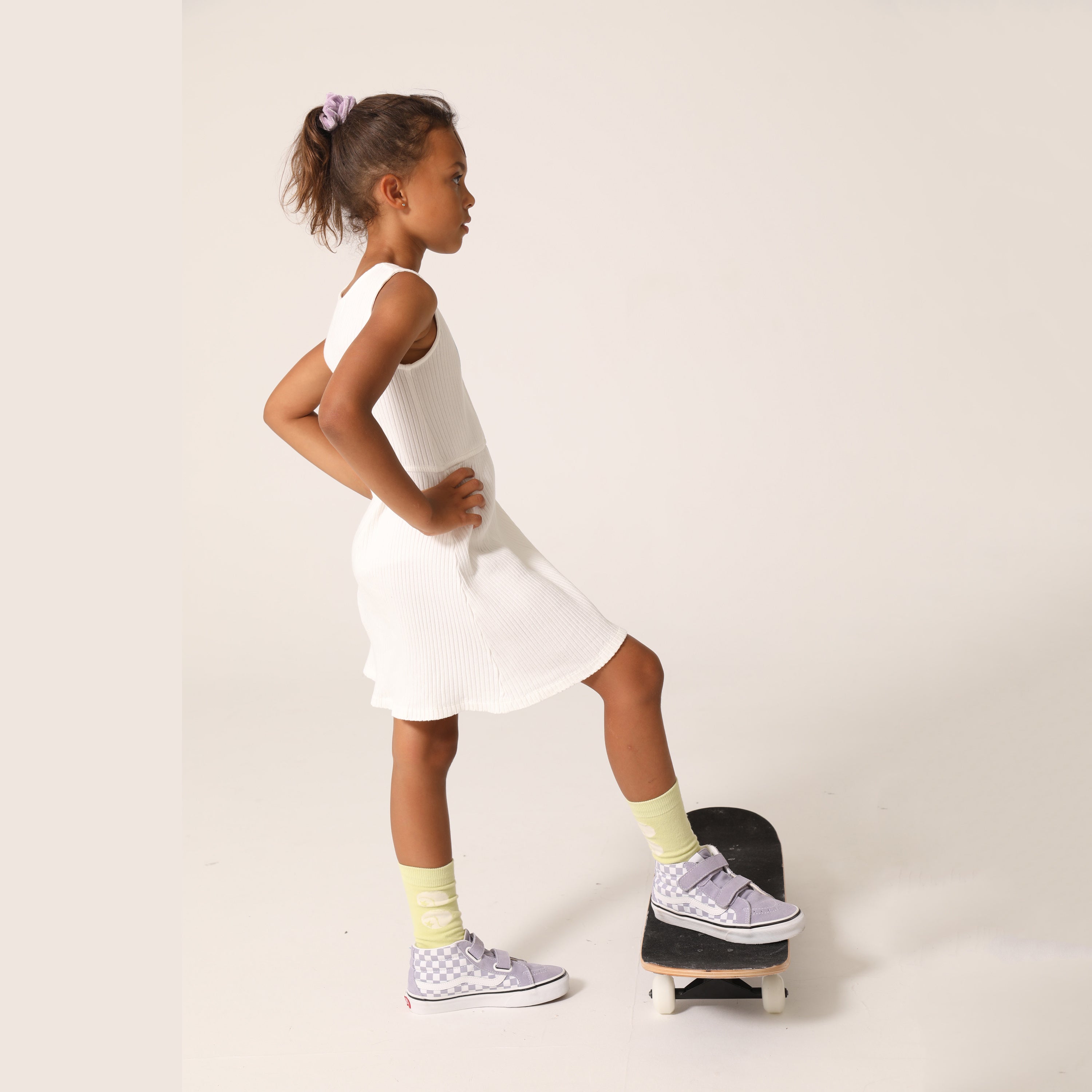 Girls White Logo Cotton Dress