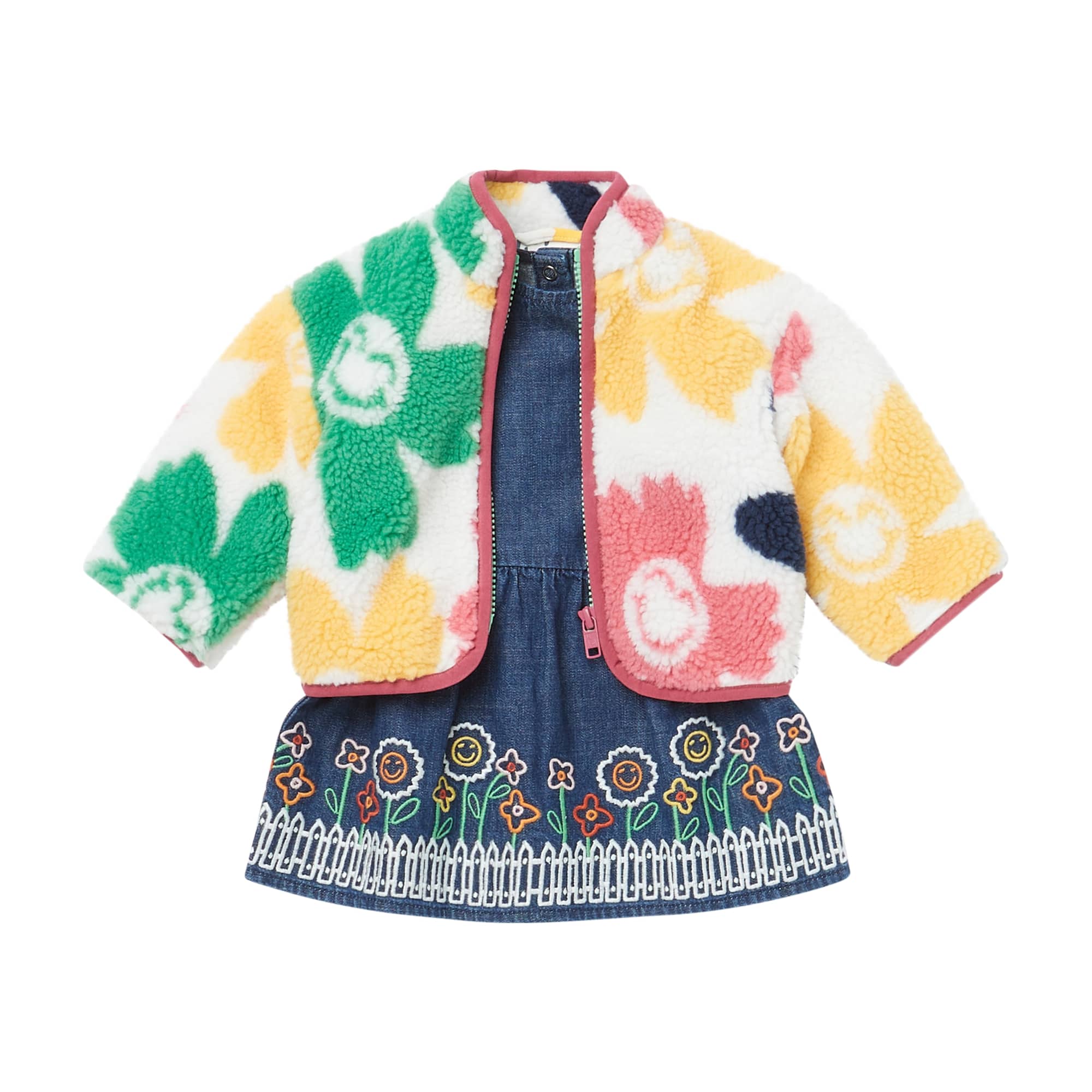 Baby Girls Dark Blue Embroidered Denim Skirt